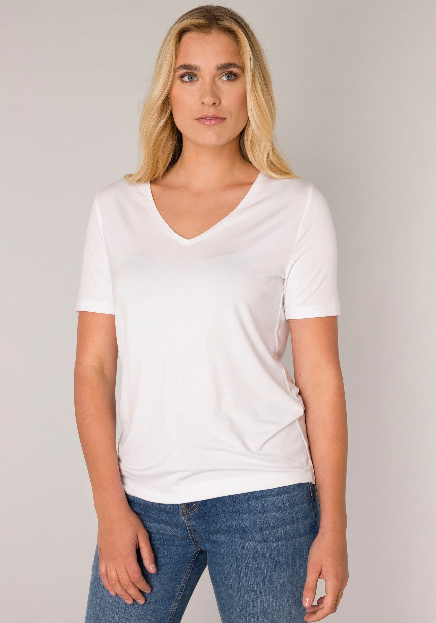 Level white T-Shirt Base V-Ausschnitt mit