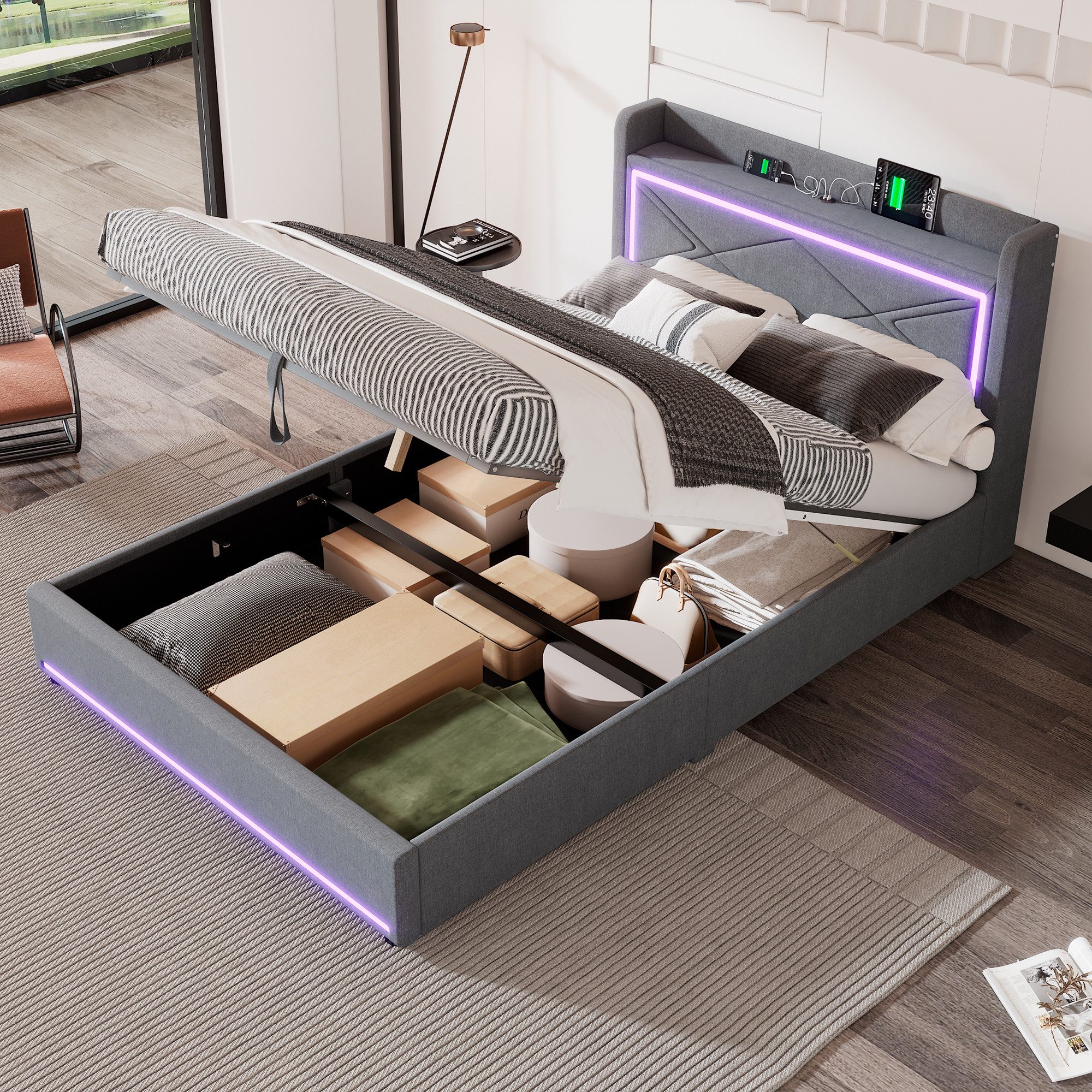 STILVORA Polsterbett 140×200 mit matratze und günstig online kaufen