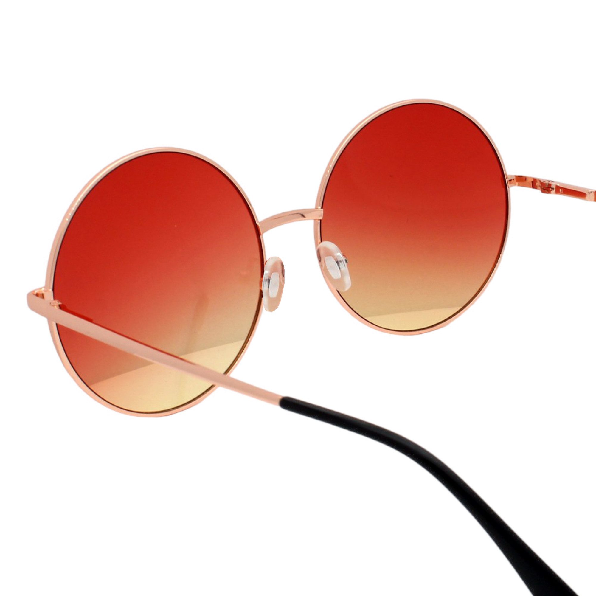 LUXXADA Sonnenbrille (Damen Brille Festival Nickelbrille Übergroß mit Brillenbeutel) Hippie Brille Vintage Gestell XXL Verlaufsgetönte farbige Gläser