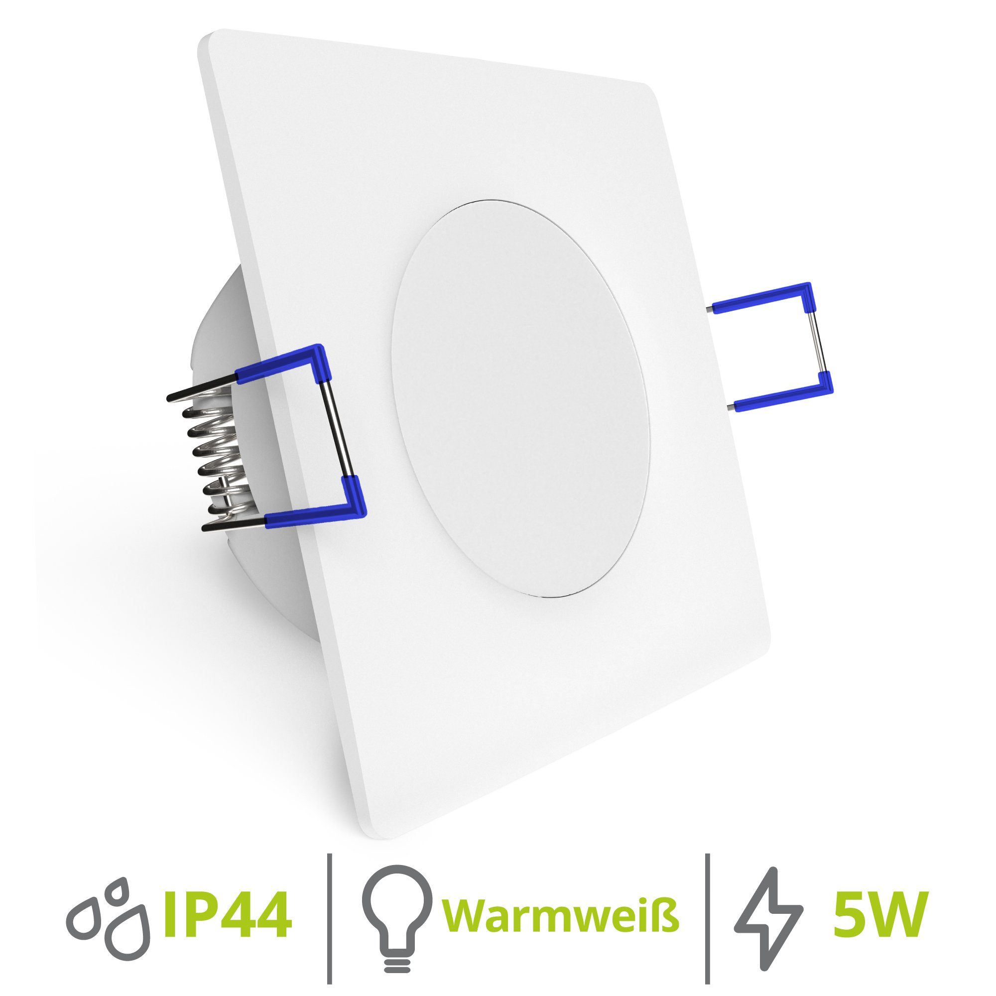 linovum LED Einbaustrahler WEEVO extra flache LED Einbauleuchte eckig weiss 2700K 5W 230V, LED-Leuchtmittel fest verbaut, LED-Leuchtmittel fest verbaut