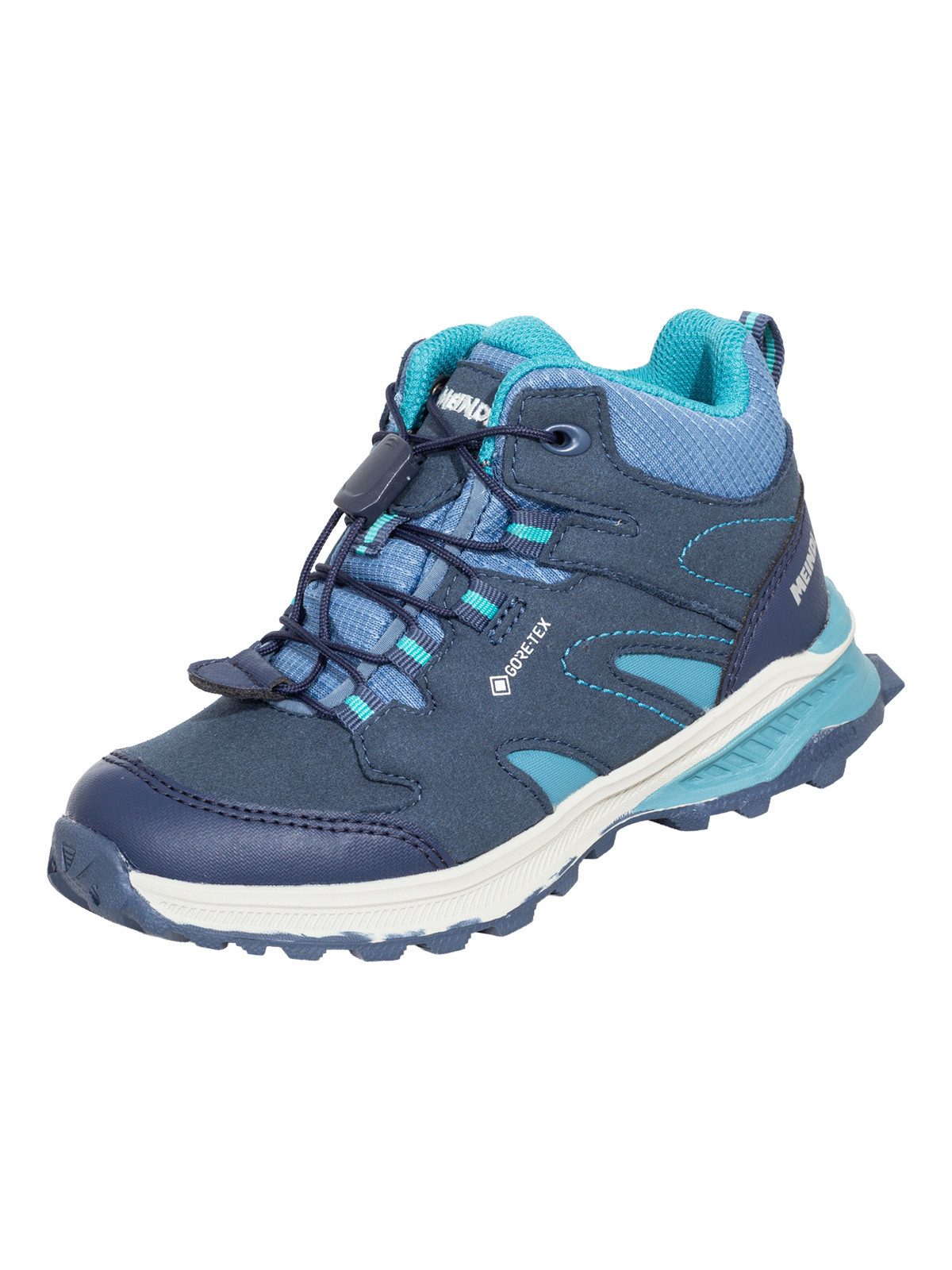 Meindl Meindl Kivo Junior Mid GTX jeans/türkis Wanderschuh Herausnehmbares Best-Fit-Fußbett für optimalen Sitz bei Kinderfüßen