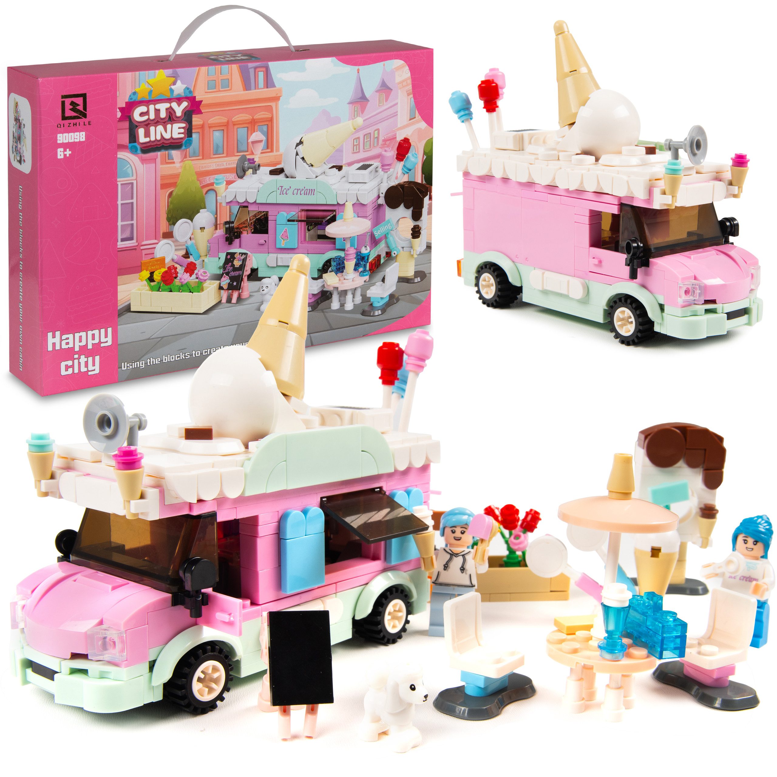 COIL Bausteinset, Bauklötze, Baukasten, Kompatible Blöcke Spielbauklötze, (510 St), Eisdiele/ Floristen, ab 6 Jahren