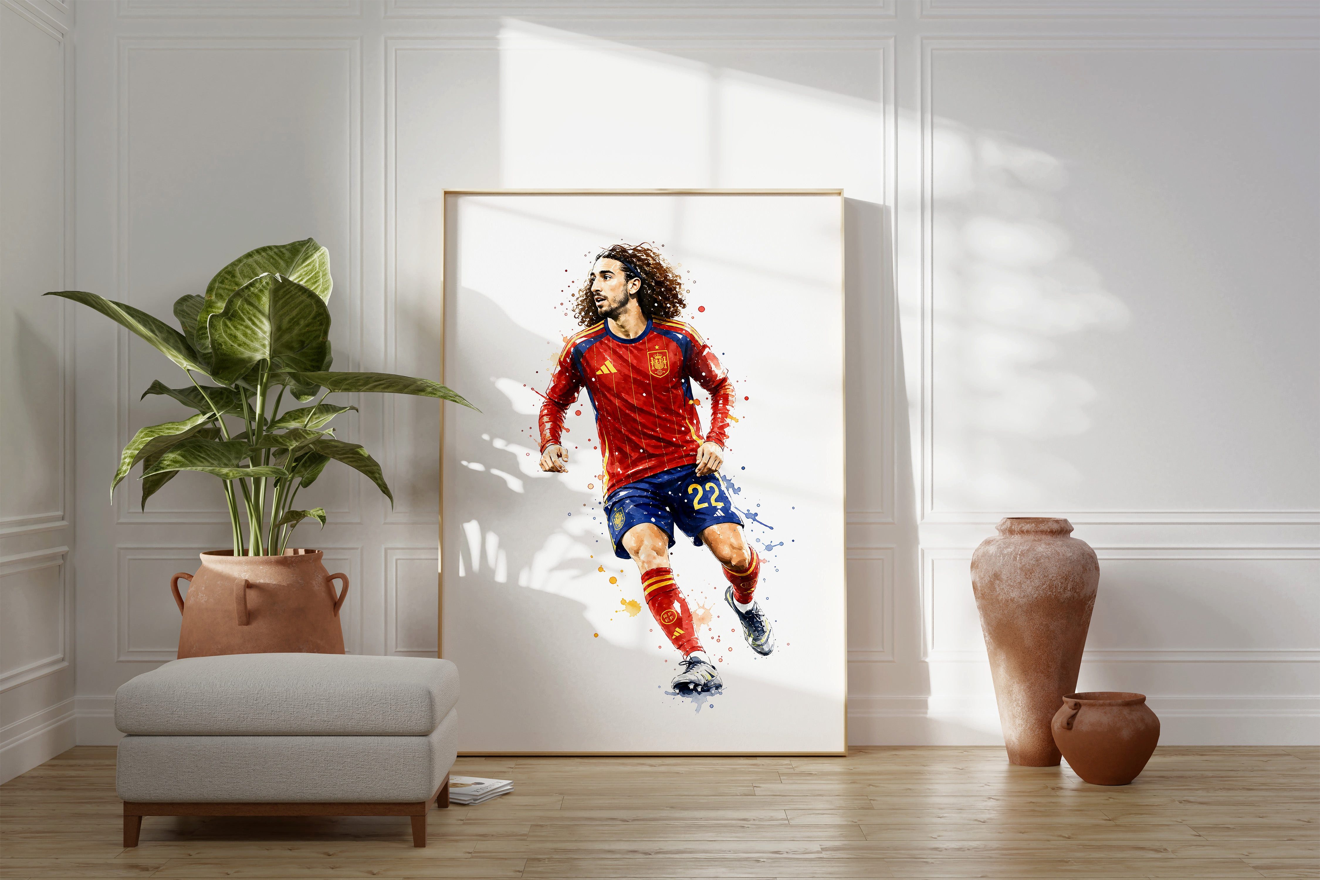 JUSTGOODMOOD Poster Spanien Fussball Geschenkidee Aquarell Sport Wandbild Deko Print ohne, (1 St)