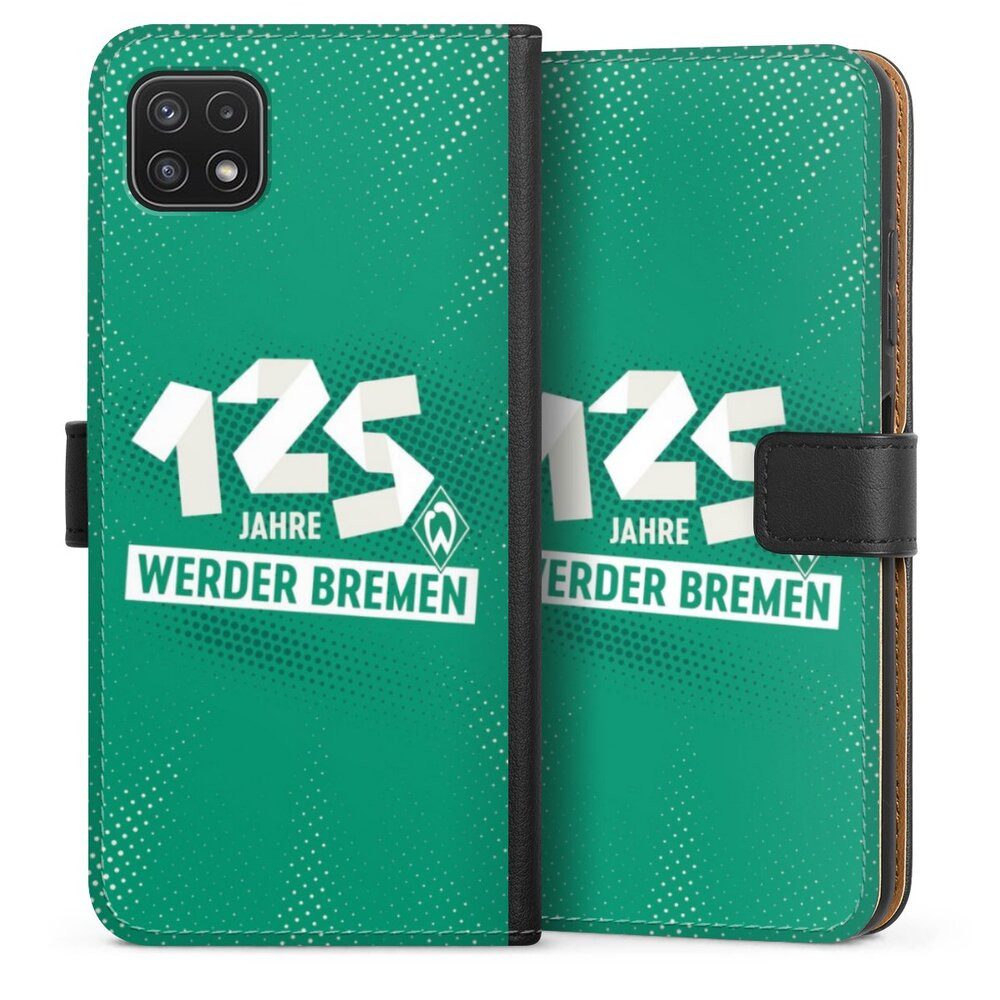 DeinDesign Handyhülle 125 Jahre Werder Bremen Offizielles Lizenzprodukt, Samsung Galaxy A22 5G Hülle Handy Flip Case Wallet Cover