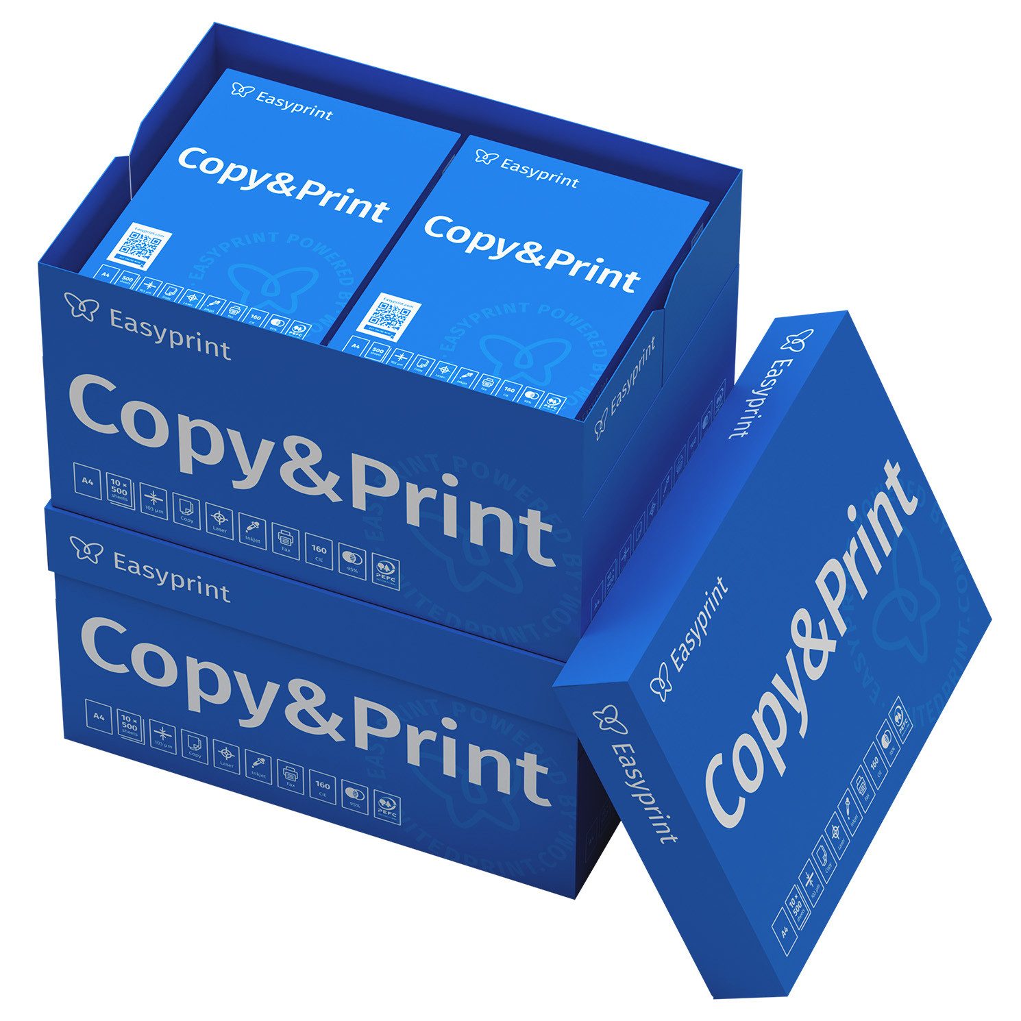 Easyprint Drucker- und Kopierpapier Kopierpapier 10000 Blatt A4 Premium Hochweiß CIE 160 Testsieger PEFC