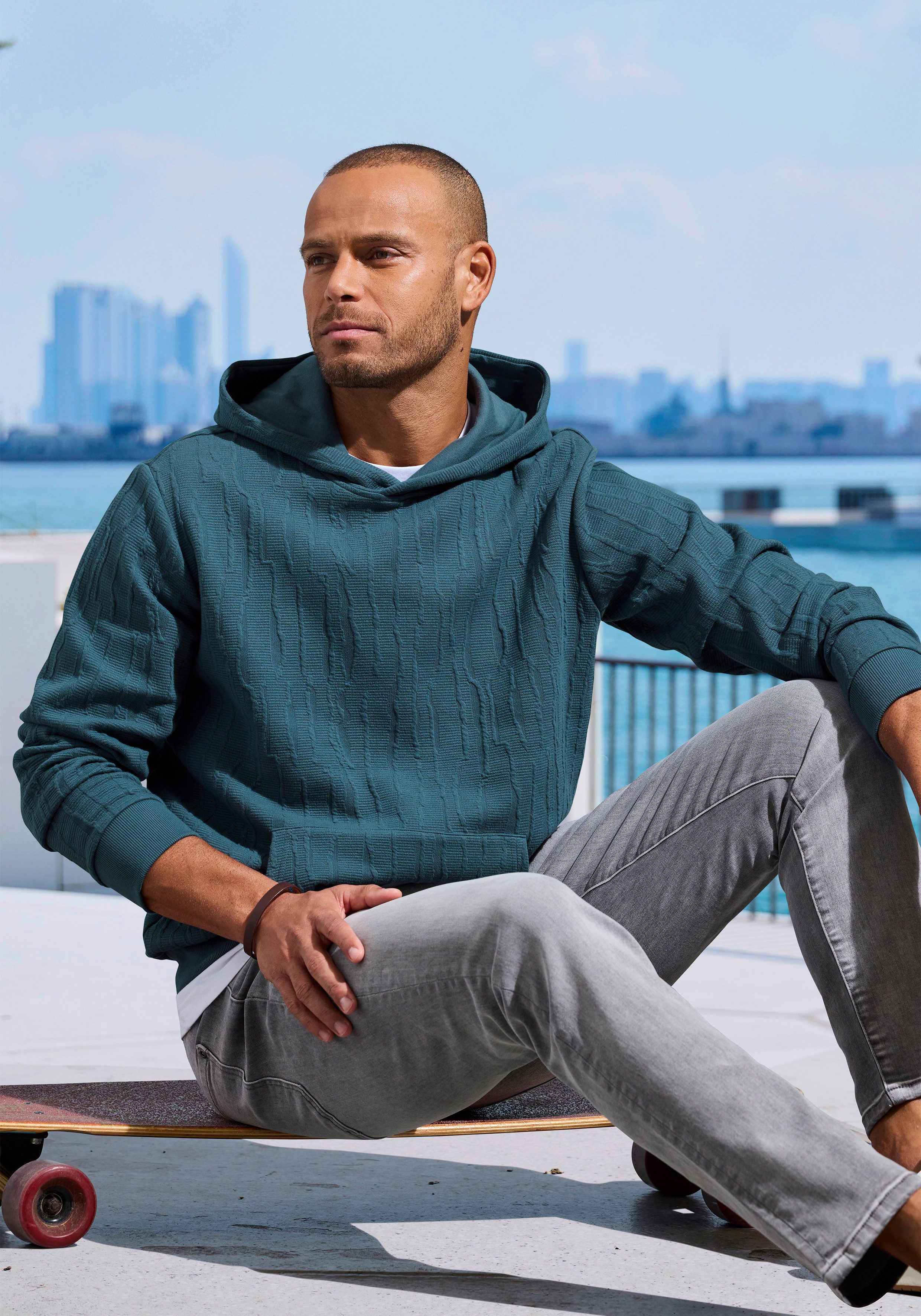 John Devin Hoodie - Struktur Sweat mit Kapuze bis Größe 5XL innen angeraute Sweatware mit besonderer Struktur-Optik – Bild 4 von 4