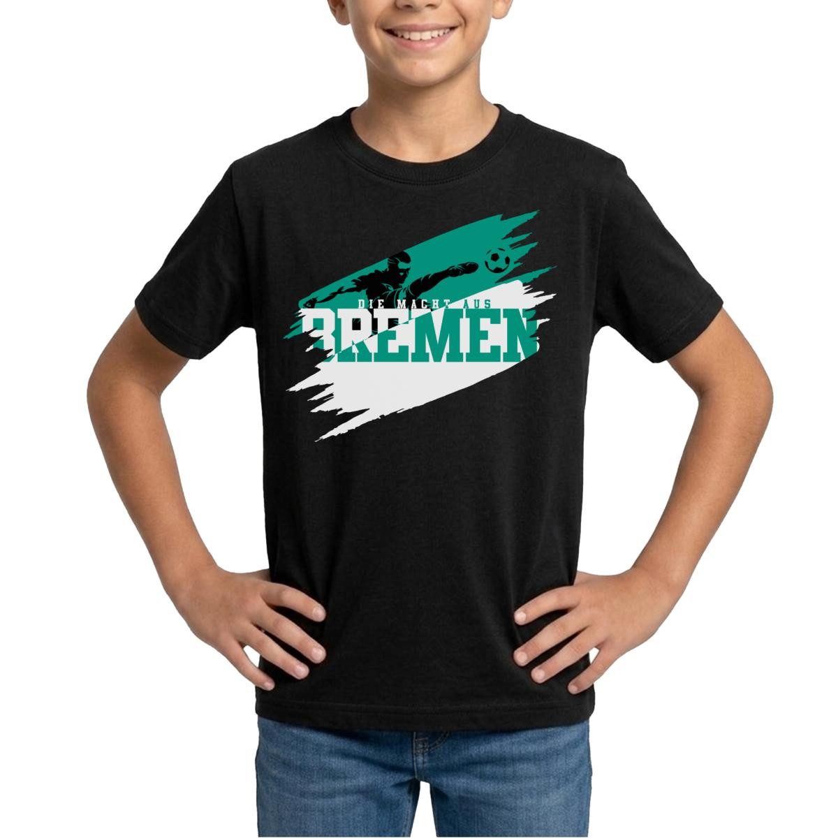 T-Shirt Die Macht Aus Bremen Grün-Weiß Fußball Fan Teenager T-Shirt