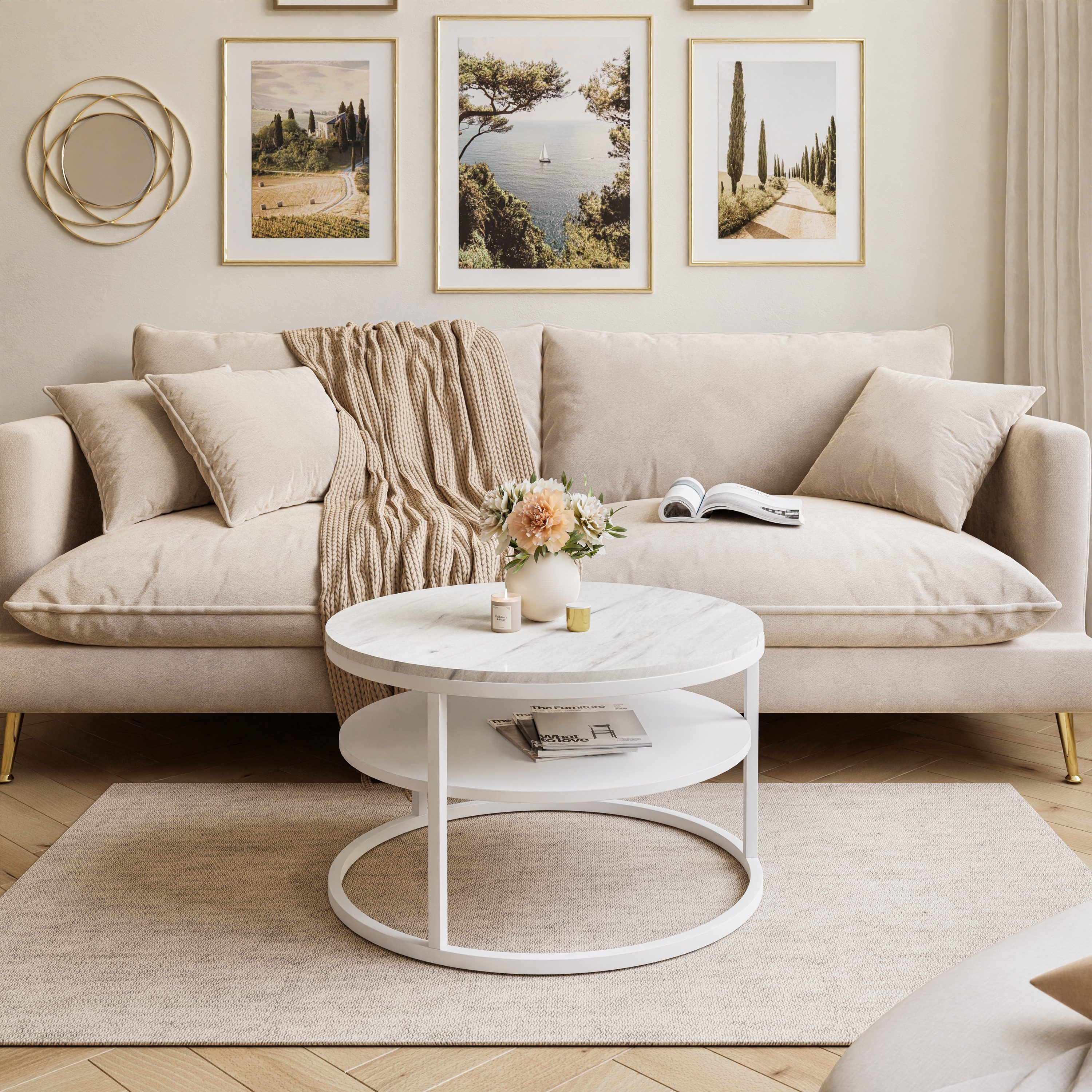 Lookway Couchtisch CIRI SLIM LEVANTO mit Ablage (1 Tisch), Durchmesser: ⌀ 6 günstig online kaufen