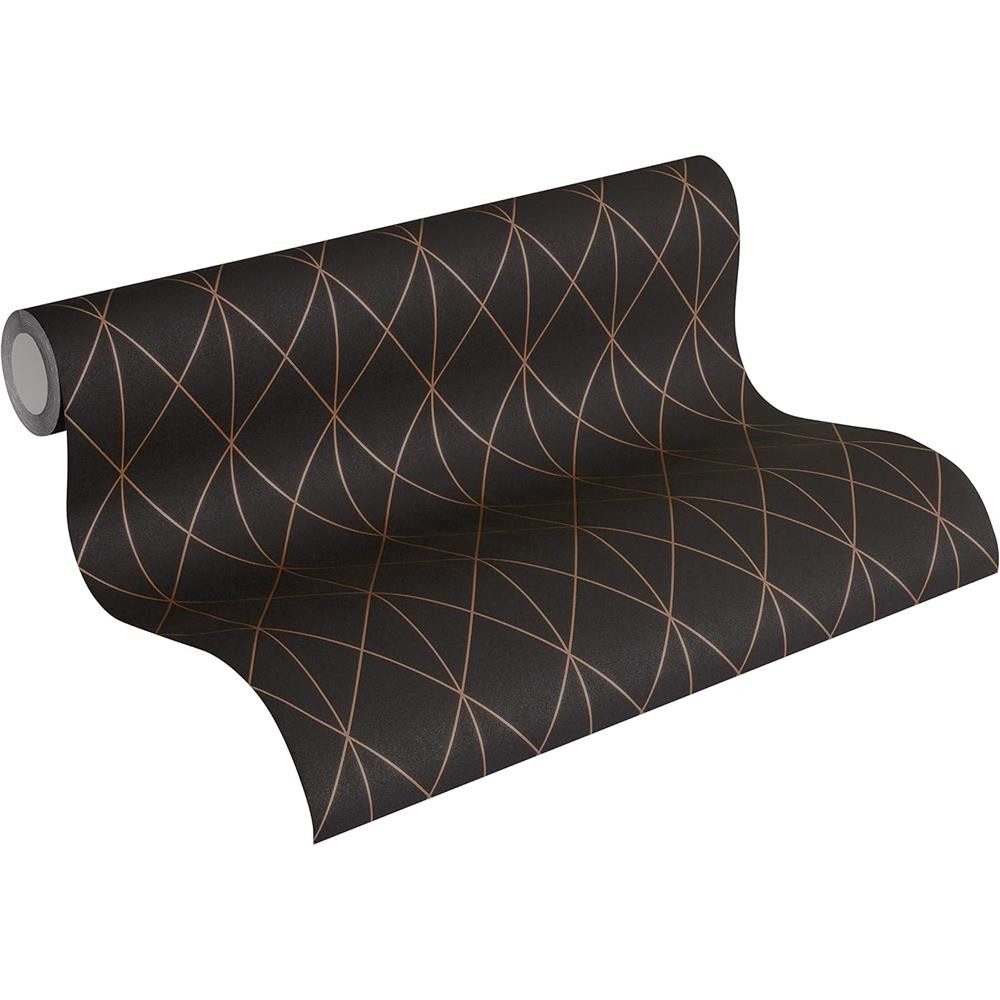 A.S. Création Mustertapete Designdschungel Schwarz Metallic Rosé Vliestapete Tapete, geometrisch. Reduzierter Preis € 14,95. Unverbindliche Preisempfehlung € 24,95, (€ 2,81 pro 1 qm)
