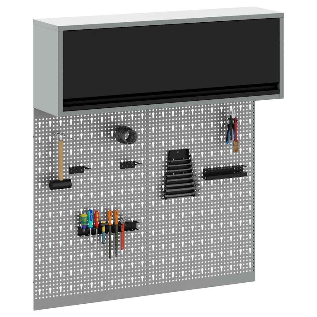 vidaXL Werkzeugschrank Werkzeugschrank-Set 3 Stk. Schwarz Pulverbeschichteter Stahl (3-St)