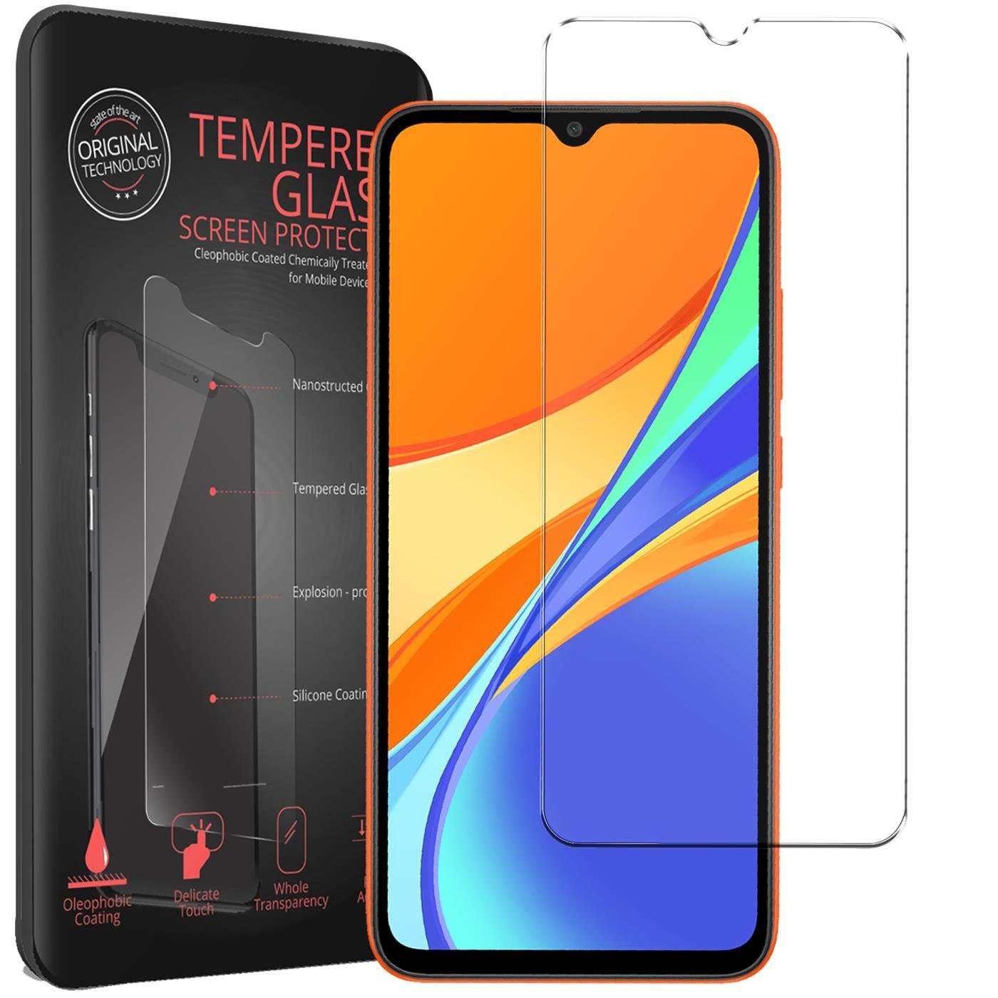 CoolGadget Schutzfolie Panzerfolie für Xiaomi Redmi 9C, (9H Härtegrad, 2x Schutzglas, 1xReinigungset), Displayfolie Panzer Schutzfolie 2 Stück für Redmi 9C Glas Folie
