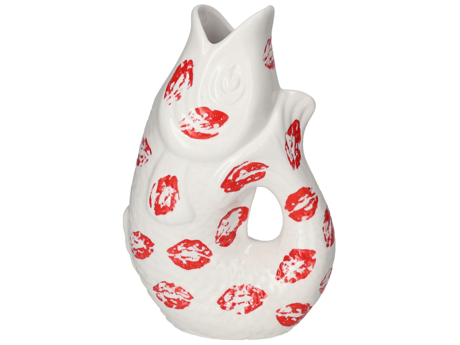 Giftcompany Dekovase Monsieur Carafon Vase / Karaffe Fisch S Lips weiß/rot günstig online kaufen