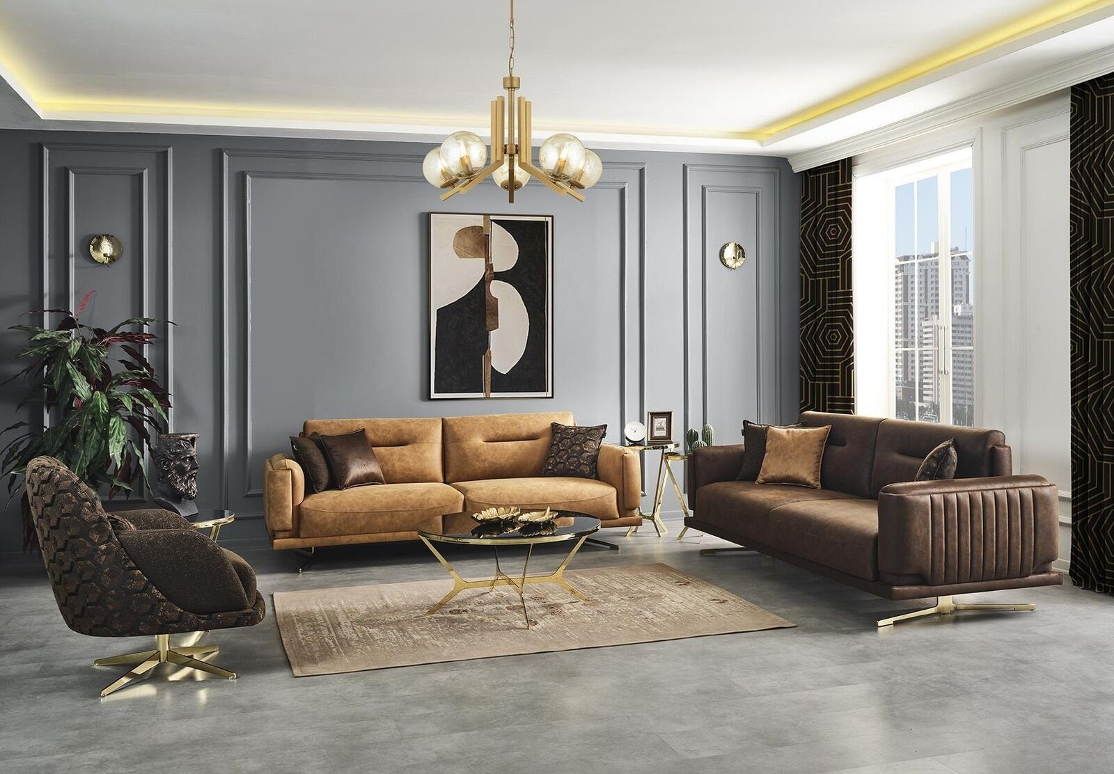 Beiger JVmoebel Dreisitzer 1 Moderner Luxus Made Sofa 3-er Design Europe Edles in Neu, Stilvolle Teile, Möbel