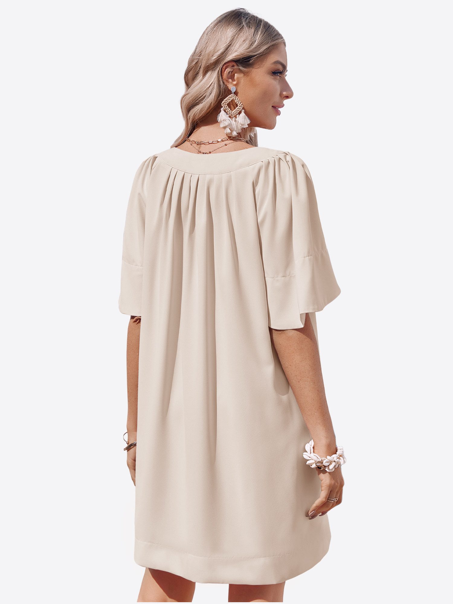 Imily Bela Minikleid Trompetenärmel Kleid mit V-Ausschnitt (Packung, 1-tlg. günstig online kaufen