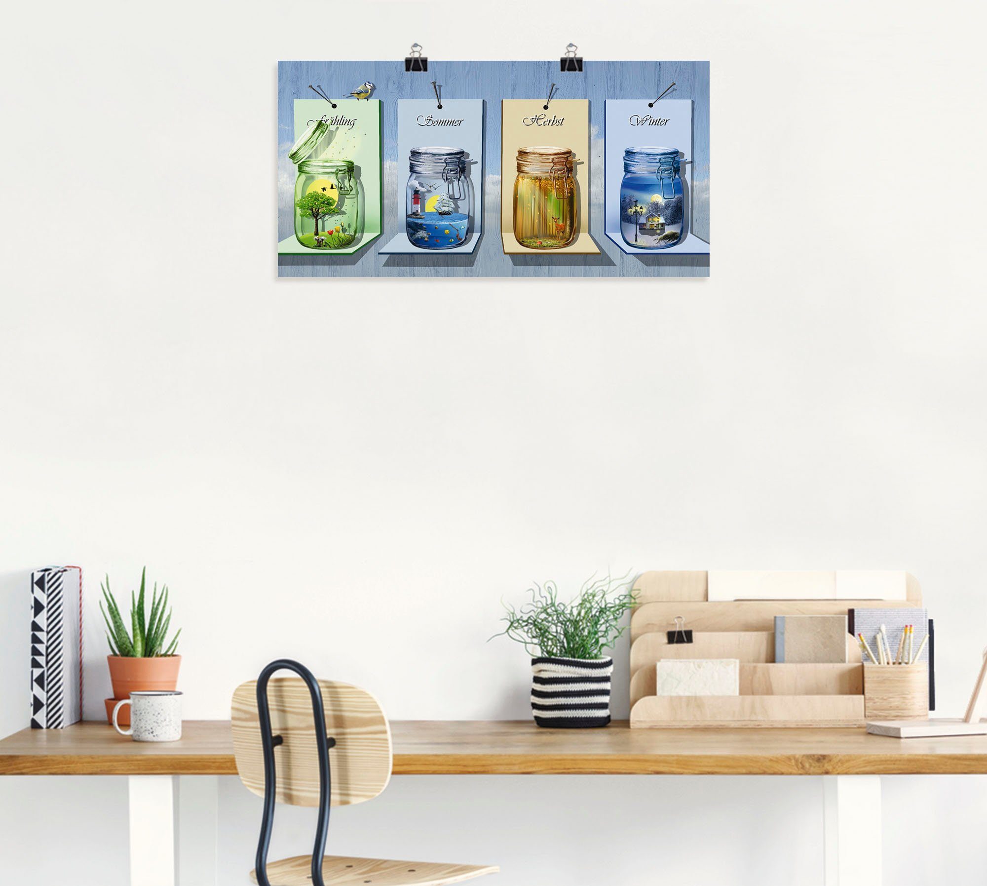 Leinwandbild, in versch. Artland Poster St), Jahreszeiten Jahreszeiten in Wandaufkleber Größen Wandbild (1 als oder Vier Gläsern,