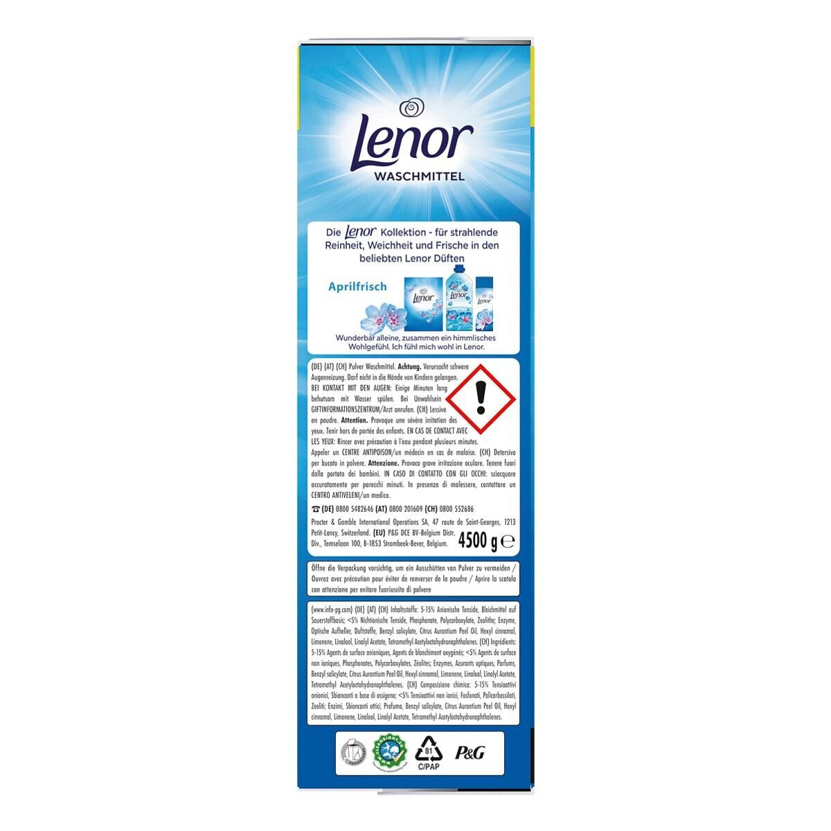 LENOR Aprilfrisch Vollwaschmittel (90 WL / 4,5 kg, XXL-Pack)
