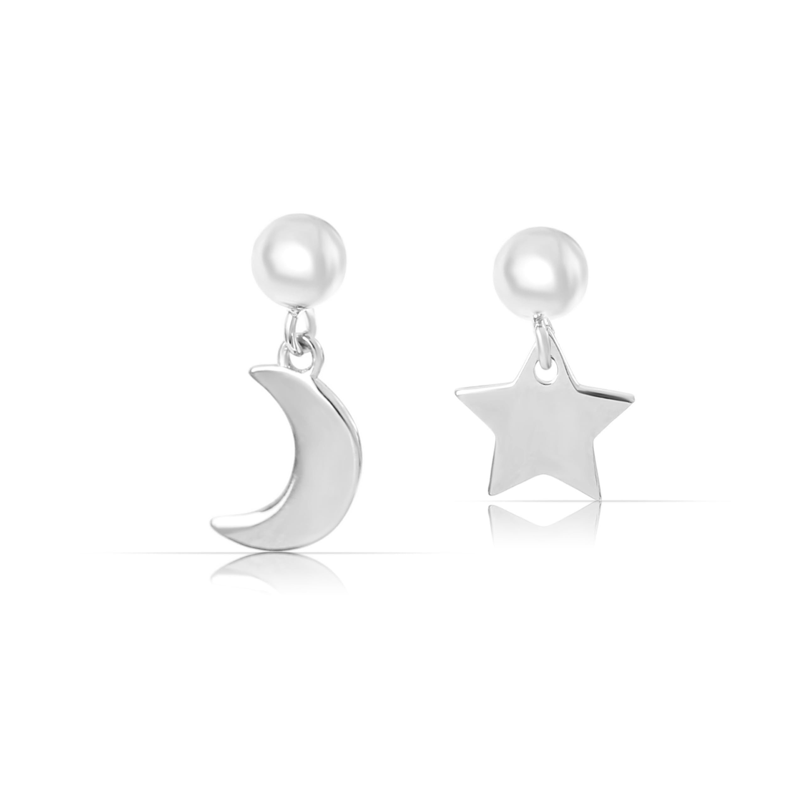 Ohrring-Set Silber Ohrringe Hängend Damen aus 925 Sterling Silber Mond & Stern Set