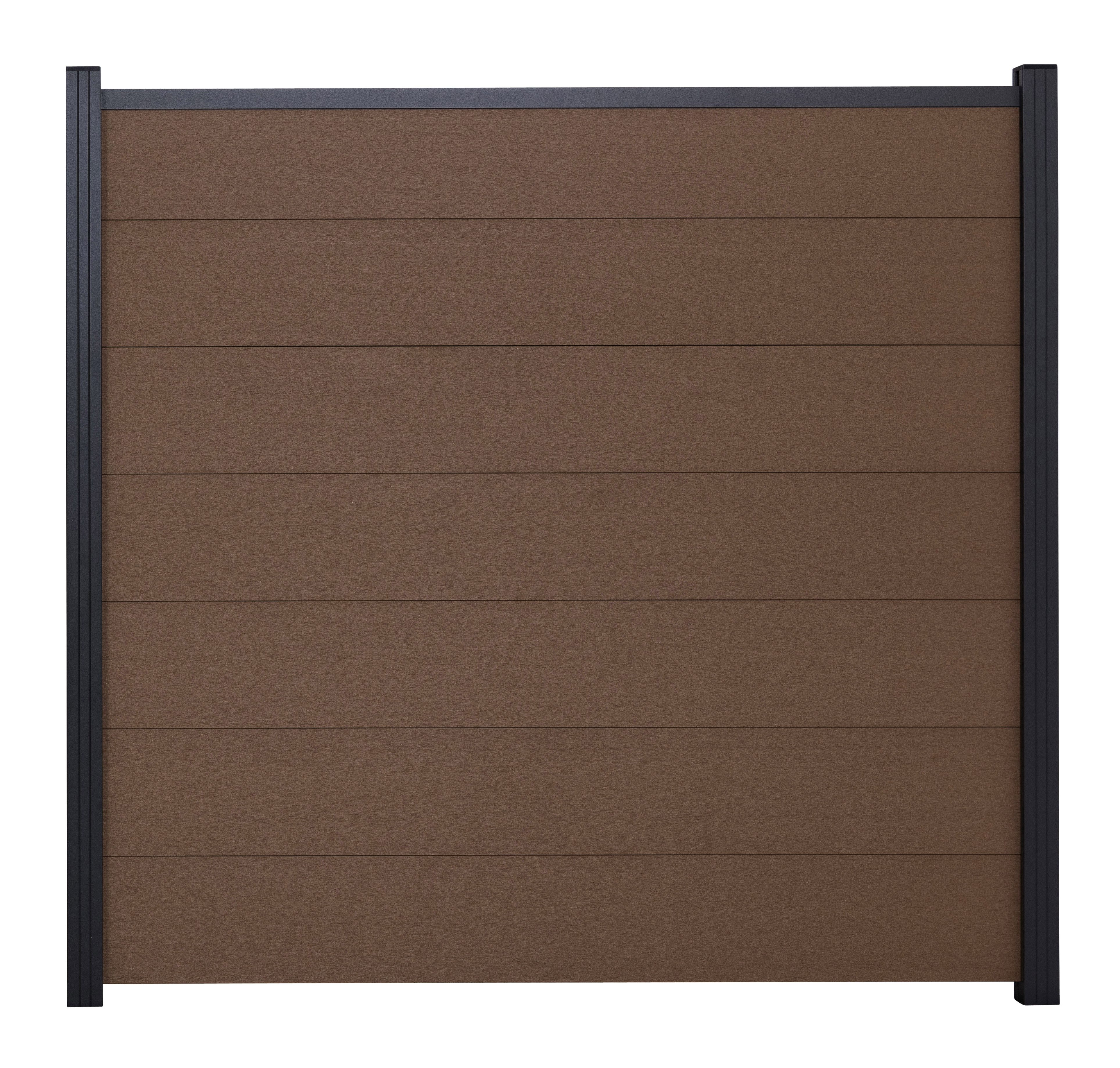 GartenLand Zaun Ameland WPC ca. 180x180 cm, (Set, Ohne Pfosten, Ohne Abschlussprofil, ca. 180x180 cm), XL Lamellen