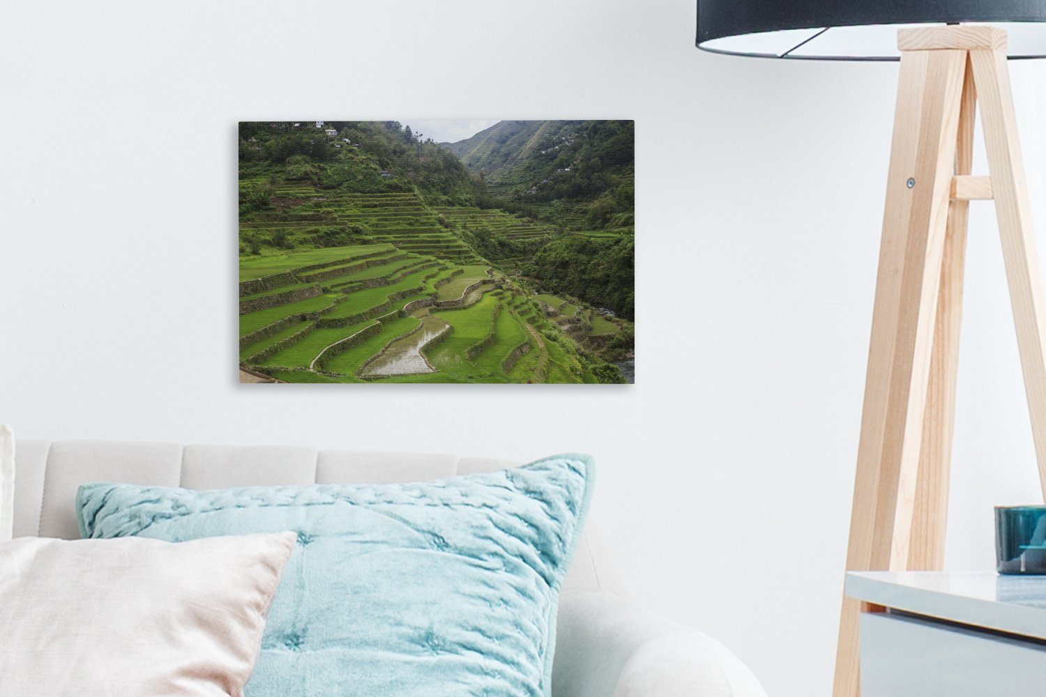 Aufhängefertig, Wandbild (1 Philippinen, Leinwandbilder, von Leinwandbild Banaue auf cm St), Die 30x20 OneMillionCanvasses® Reisterrassen Wanddeko, den