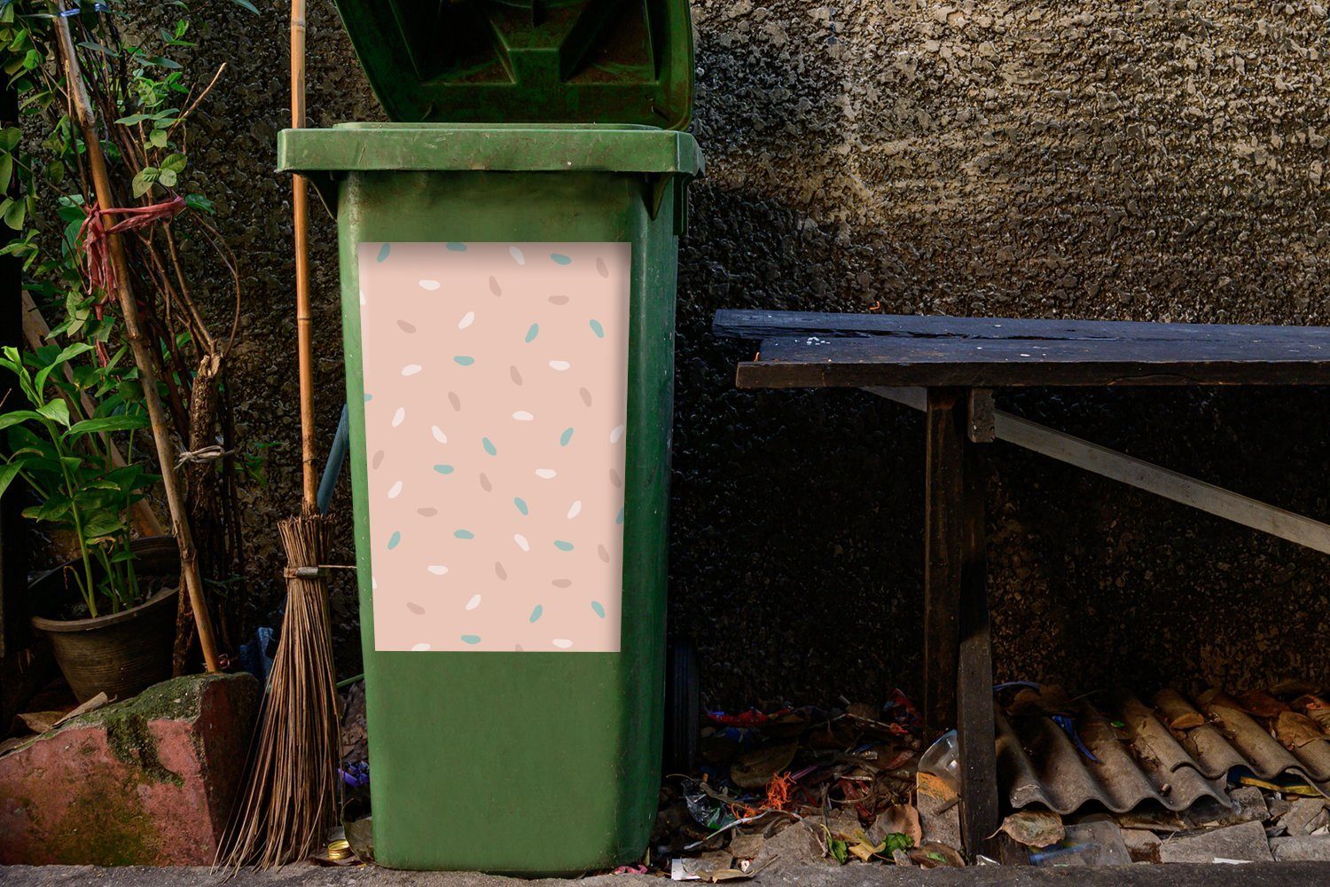 Wandsticker Container, MuchoWow St), Sticker, Mülltonne, Blau Sommer (1 - Weiß - Mülleimer-aufkleber, Abfalbehälter