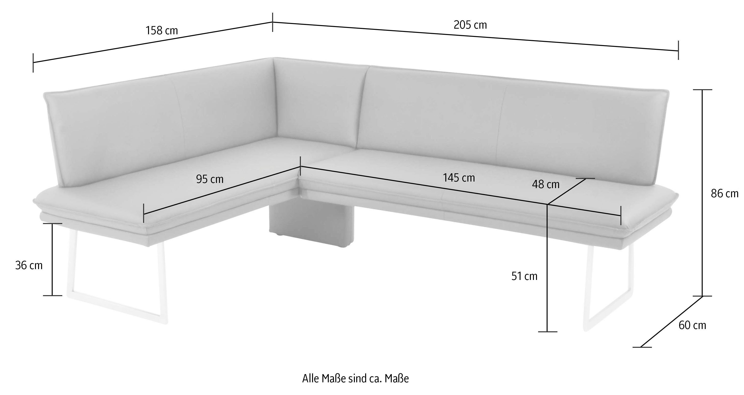 III, Komfort und langer gepolsterte K+W rechts Schenkel (4-tlg), oder & Santos Stühle, Wohnen links Essgruppe Eckbank