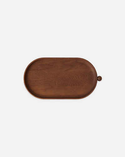 OYOY Servierplatte Inka Wood Tray - Holztablett oval in Eiche Dunkel, Holz, aus Holz - 34x18x2 cm