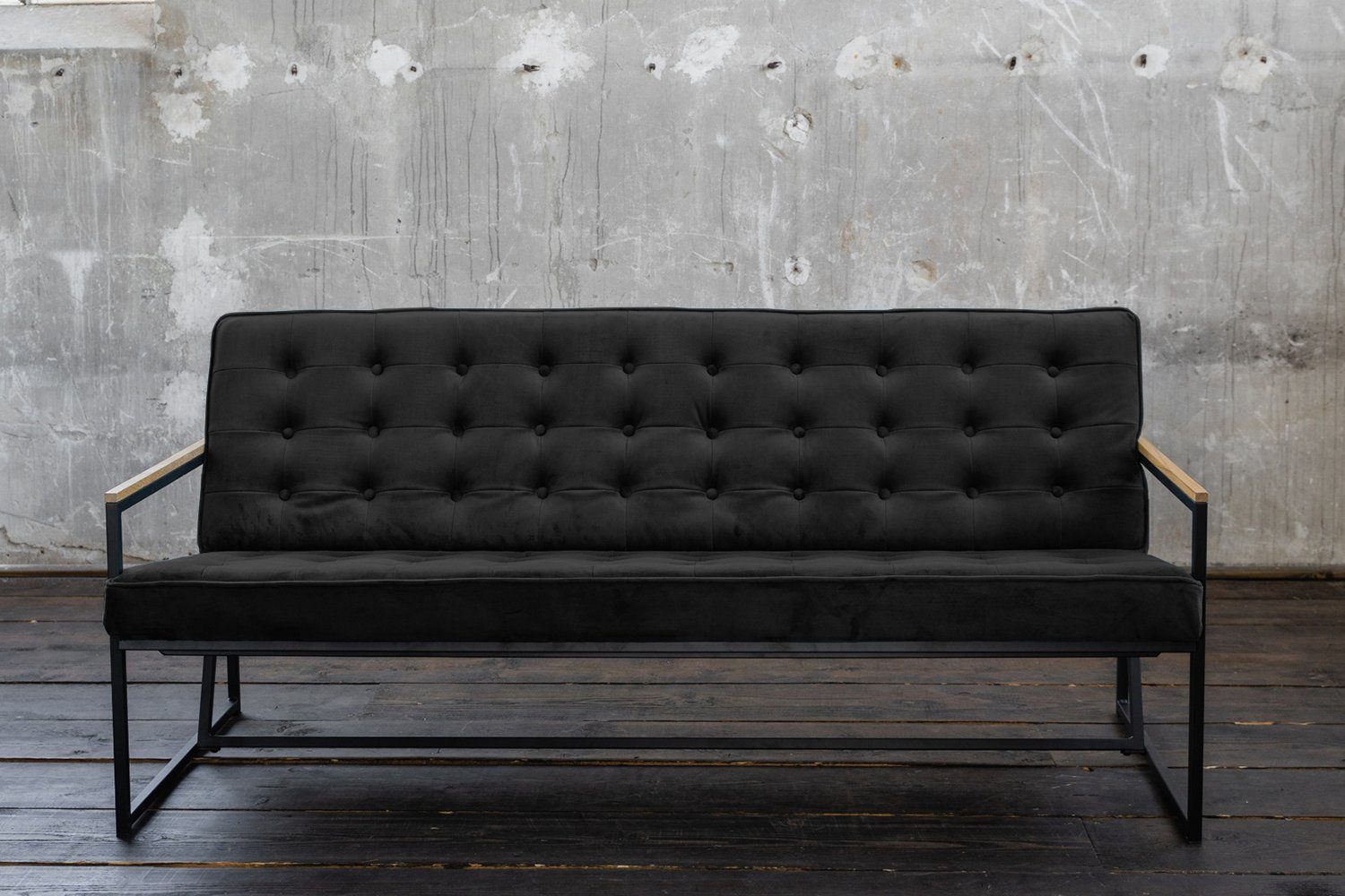 KAWOLA Sofa ARLY, Farben schwarz Polsterbank versch. Velvet