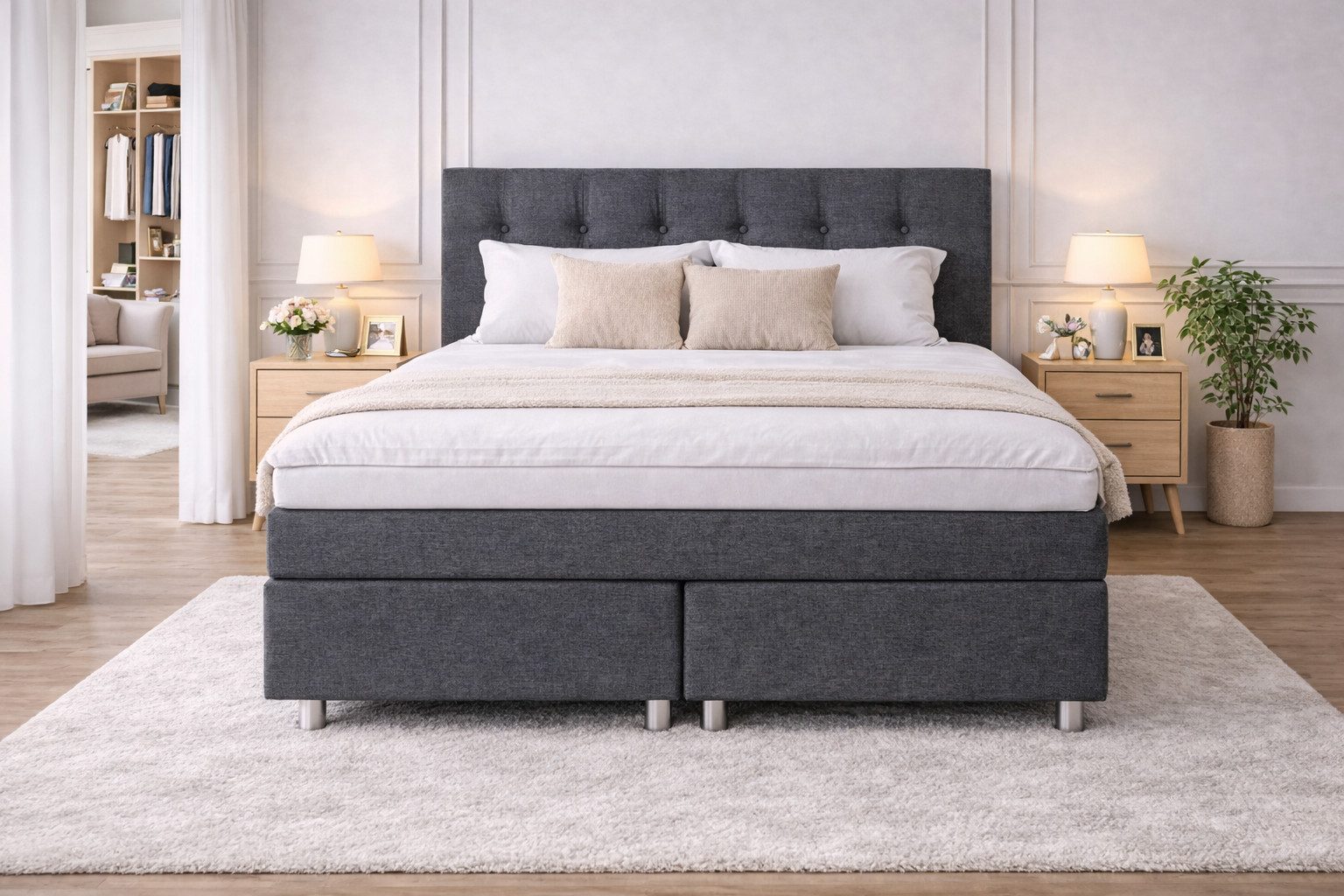 Tesla Dreams Boxspringbett Ronda 7-Zonen-Taschenfederkern-Matratzen, H2/H3/H4 (Härtegrad wählbar) (inkl. Topper, Echtes Boxspring: Taschenfederkern in Box & Mat – Bild 3 von 5