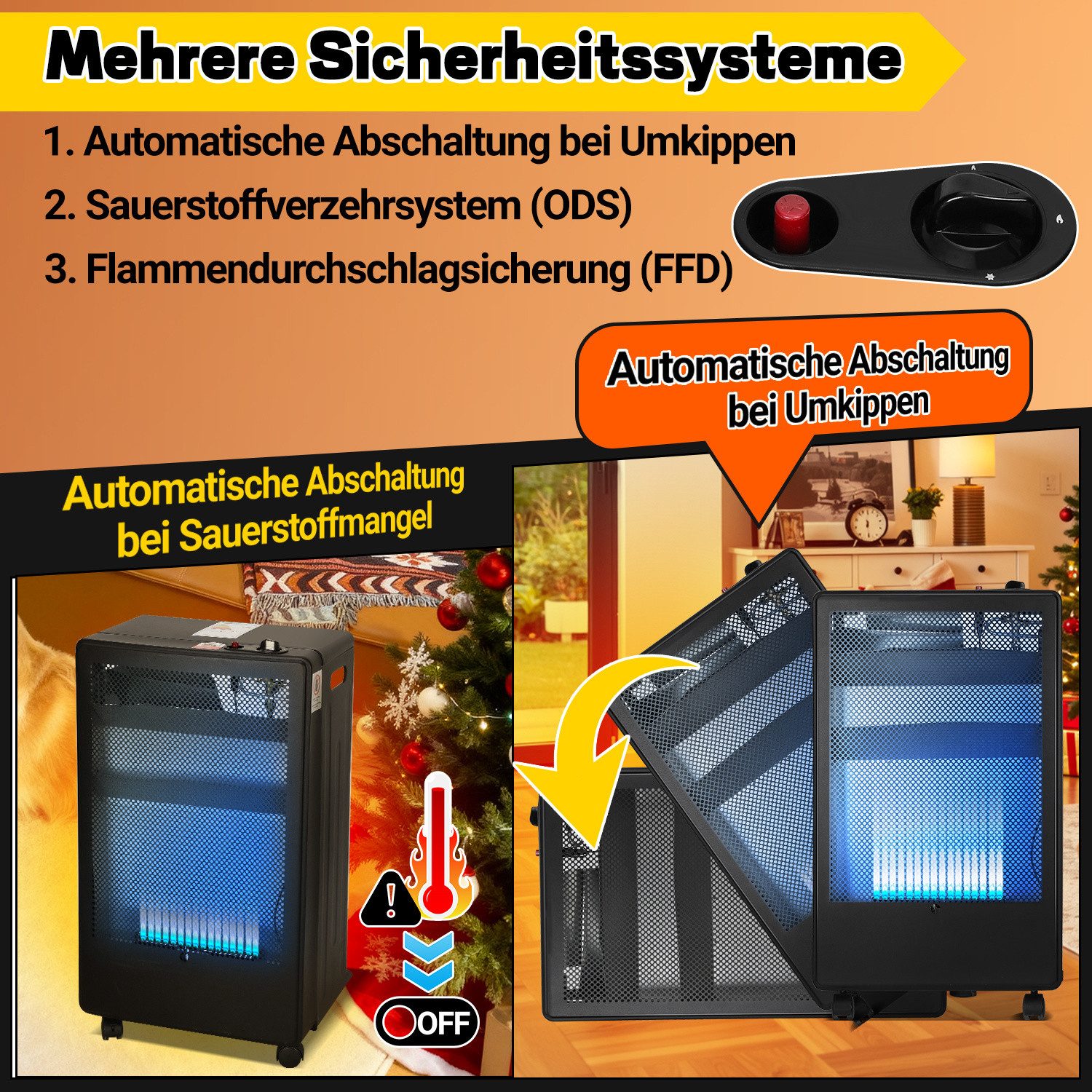 Clanmacy Heizgerät Infrarot Gasheizung 3800 Watt inkl. Schlauch & Druckminderer, für Buta, 3800 W – Bild 5 von 5