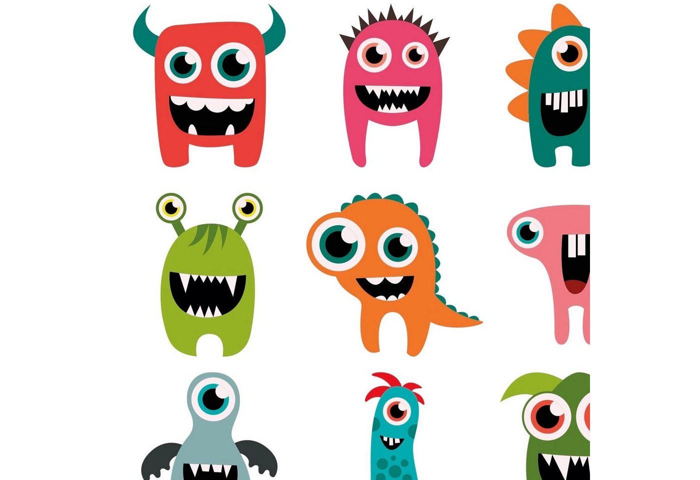 Thumbnail - atFoliX Aufkleber Aufkleber Monster-Familie Set 1 - 36 Motive