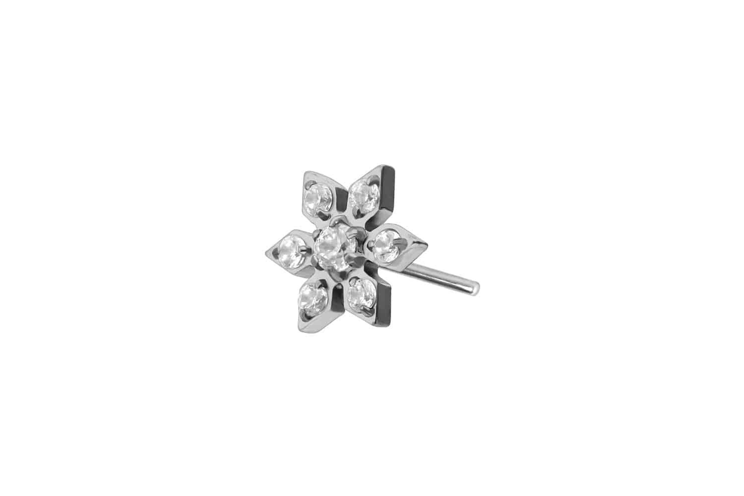 PIERCINGLINE Piercing-Set Titan Aufsatz mit Push Pin KRISTALLBLUME (Push Pins, 1-tlg)