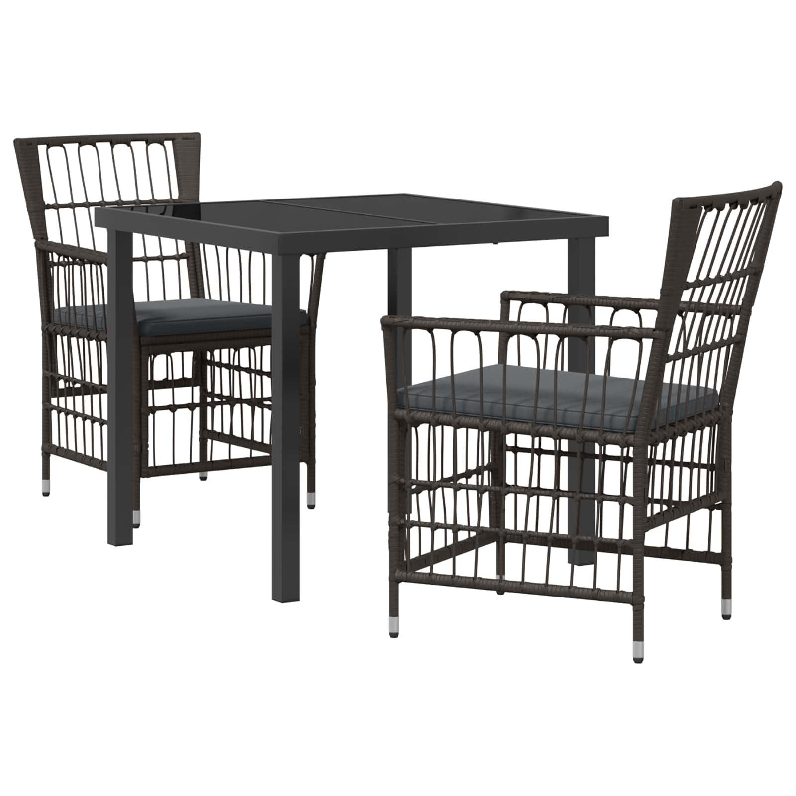 vidaXL Gartenlounge-Set Outdoor-Essgruppe 3 stk. Schwarz Poly-Rattan, (3-tlg)