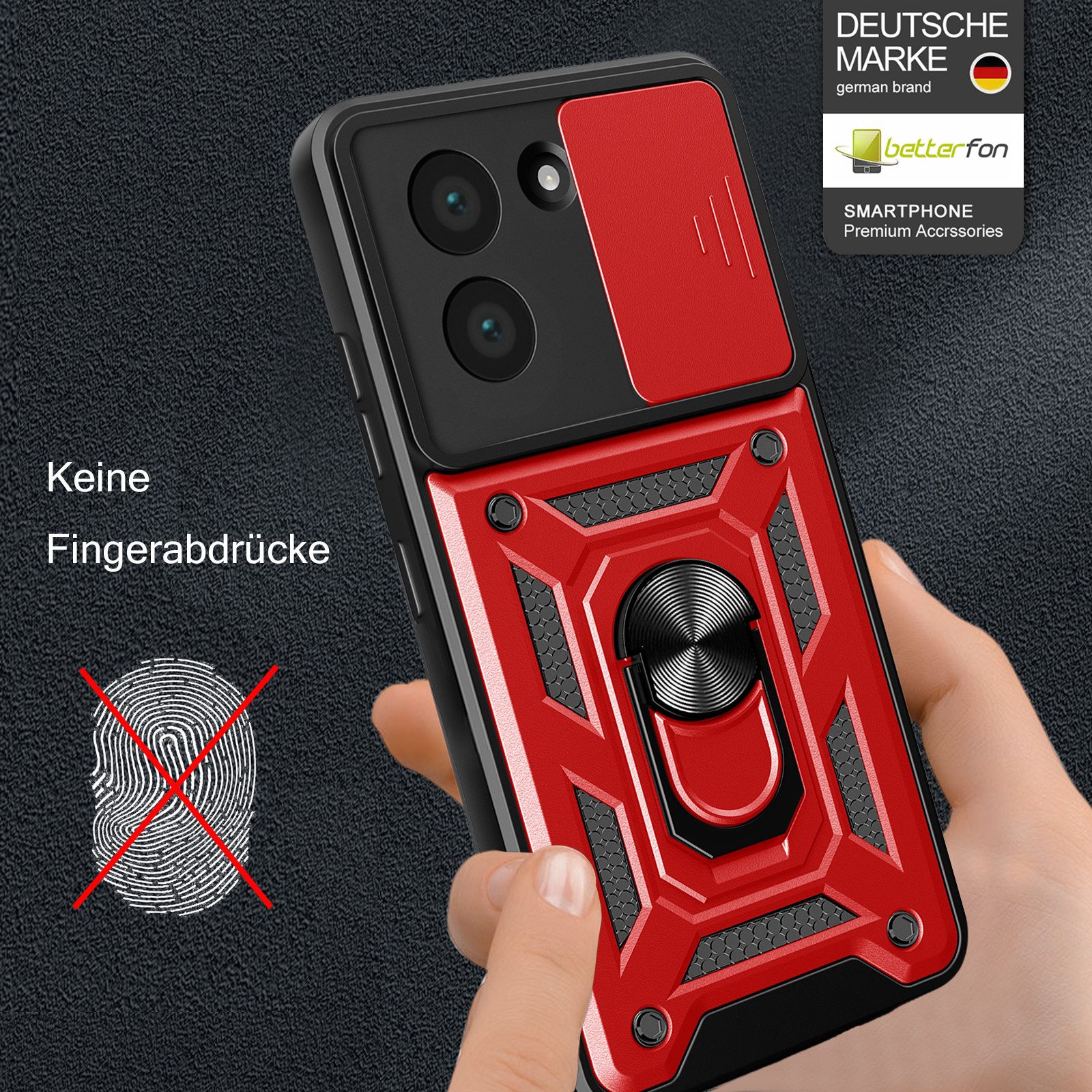 betterfon Handyhülle Panzer Hülle für Xiaomi Redmi A5 Outdoor Case mit Kameraschutz, Outdoorhülle mit Ringhalter Smartstand und Silikonkern