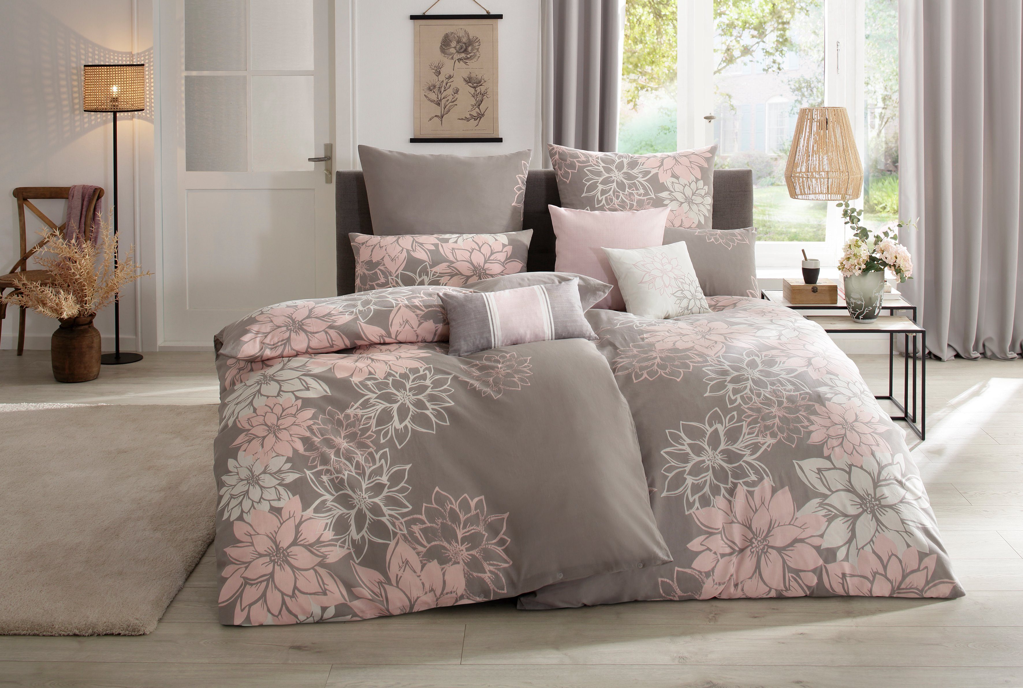 OTTO home Bettwäsche Susan in Gr. 135x200 oder 155x220 cm, Biber, 2 teilig, in verschiedenen Qualitäten, romantische Bettwäsche mit Blumen – Bild 5 von 5