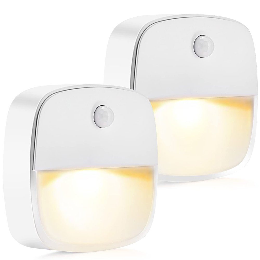 MDHAND Nachtlicht 2 Stück LED Nachtlicht Steckdose mit Bewegungsmelder, LED  fest integriert, Warmweiß | Nachtlichter