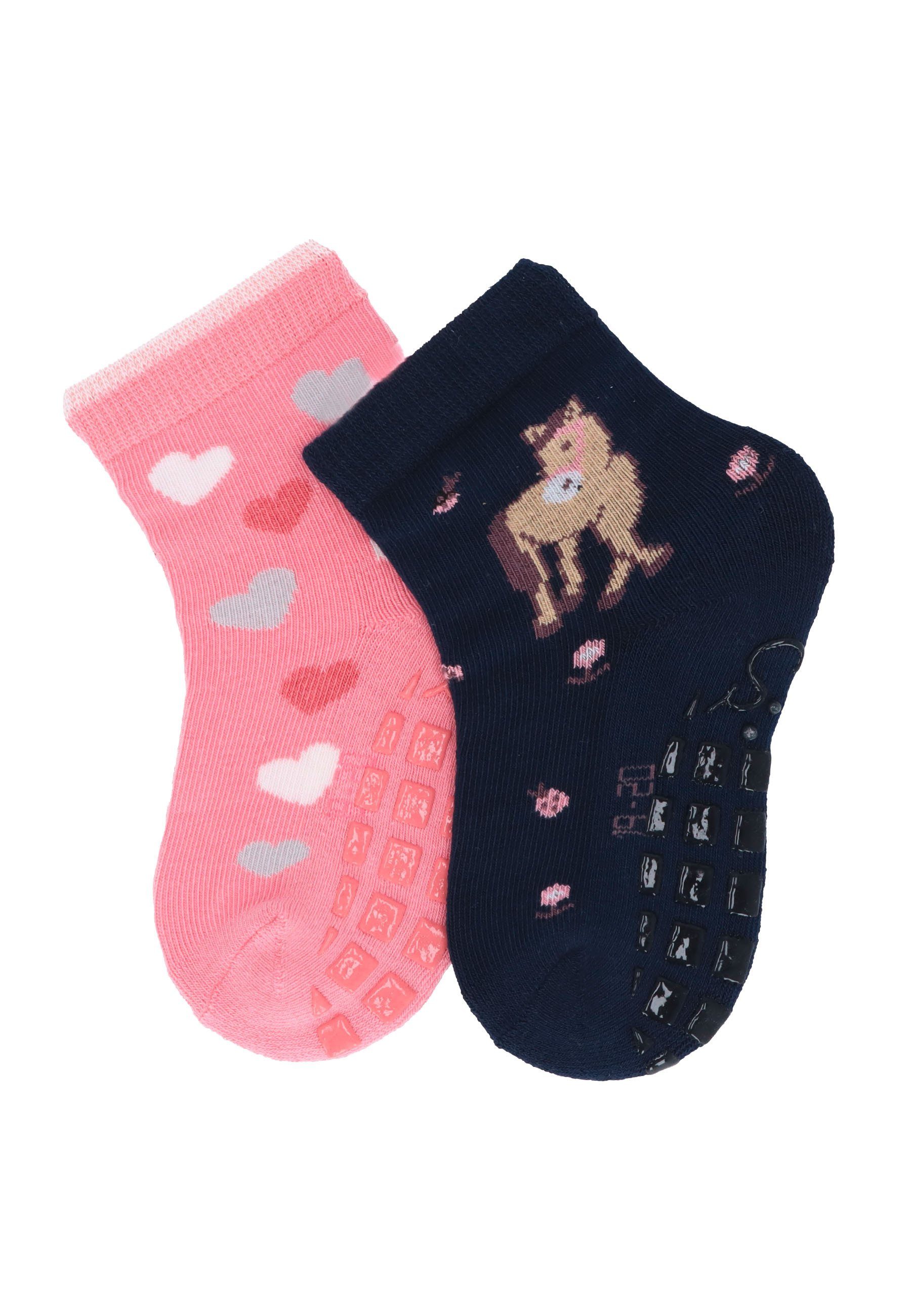 Sterntaler® ABS-Socken ABS Socken 2er-Pack Pferd + Herzen (2-Paar, 2er-Pack) ABS-Söckchen 2er-Pack mit Pferd- & Herzen-Motiv, Vollplüsch-Innensohle