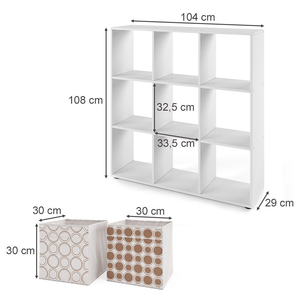 9 Raumteiler Fächer | Weiß NOVE weiß Faltboxen Vicco inkl. Würfelregal weiß Standregal