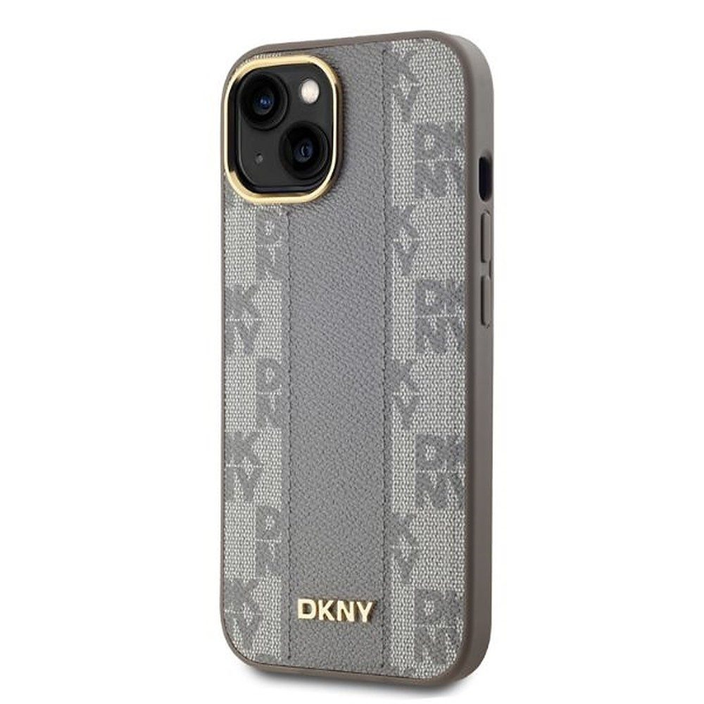 DKNY Handyhülle MagSafe Lederhülle, MagSafe-kompatibel, Lederoptik, Goldakzente