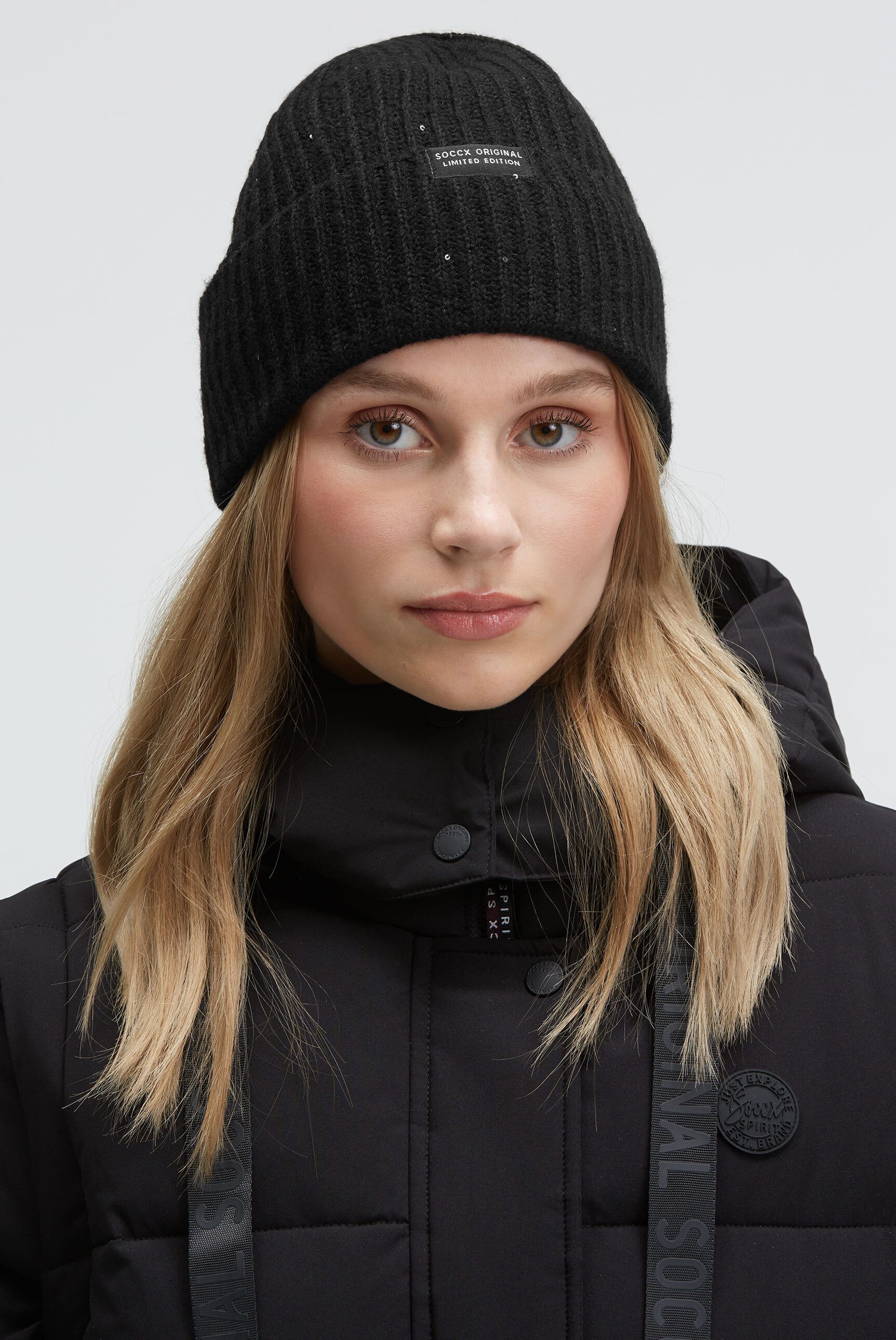 SOCCX Strickmütze mit Glitzerdetails günstig online kaufen