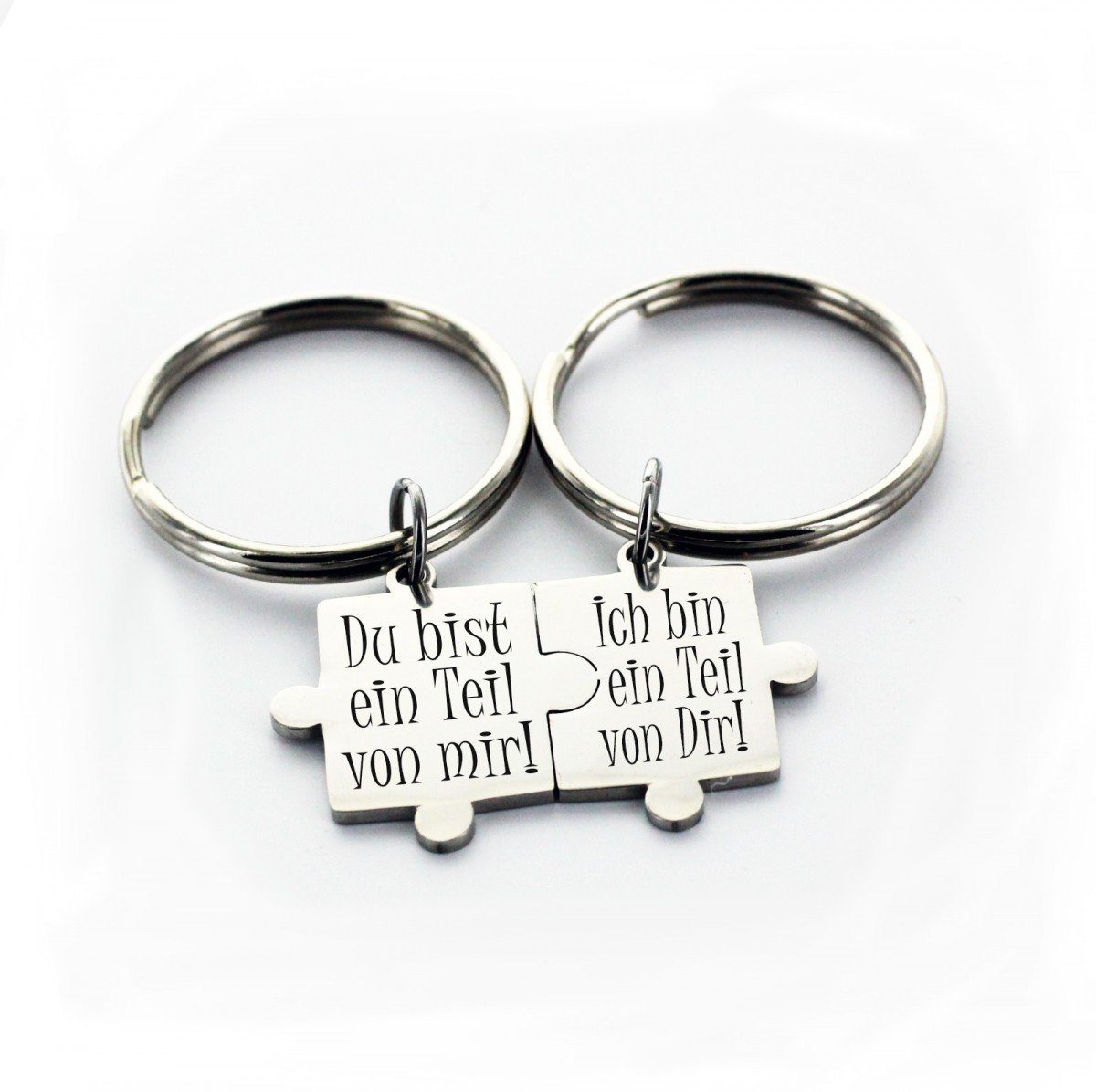 Lieblingsmensch Schlüsselanhänger Partner Set Puzzleteile - Teil von mir - ein tolles Geschenk (Partner Set - 2 Schlüsselanhänger mit Gravur, inklusive Schlüsselring), Robuste und filigrane Lasergravur