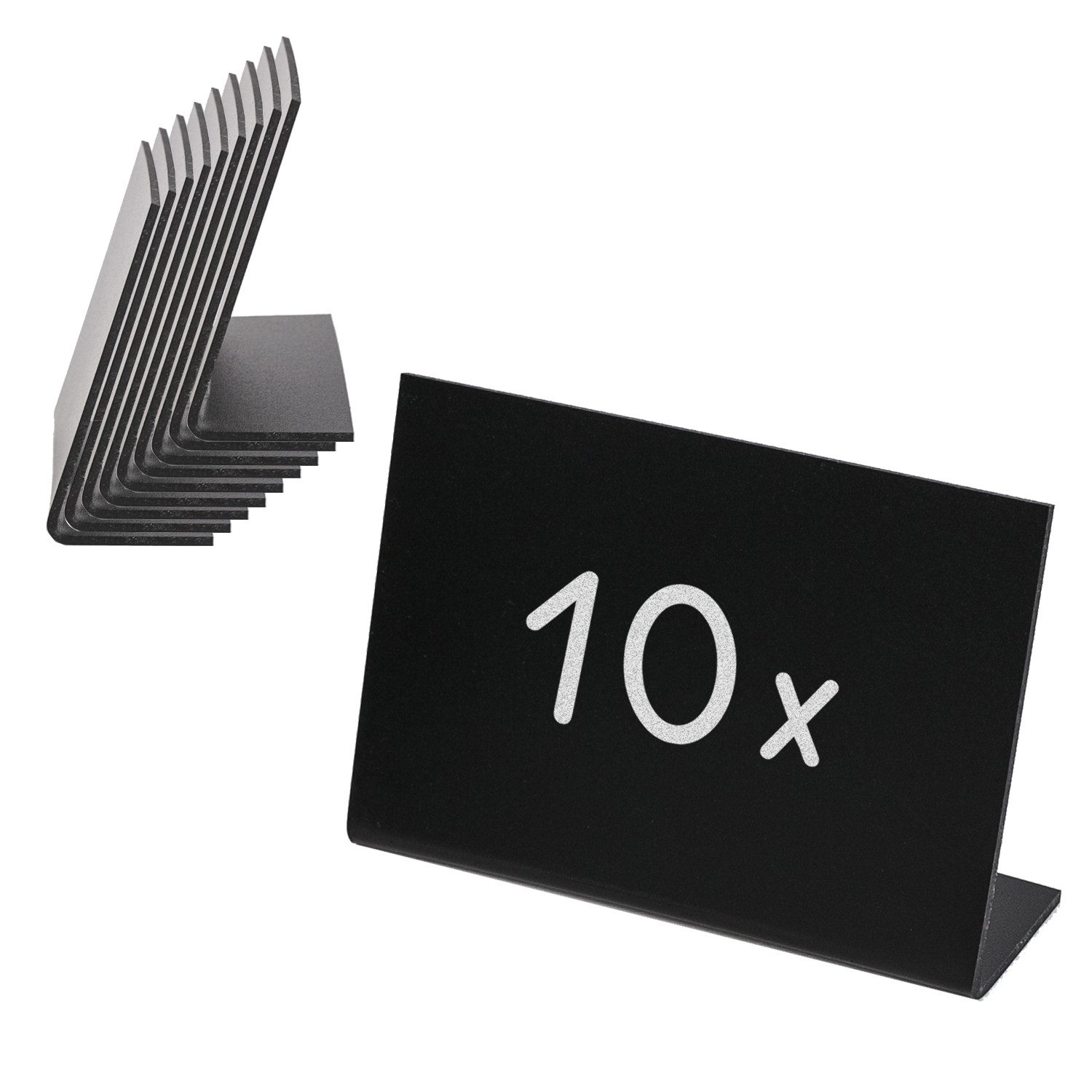 HMF Standtafel Tischaufsteller Kreidetafel, L-Aufsteller, 10 x 7 cm, (10-tlg), DIY Deko Kreidetafeln für den Tisch, Schwarz