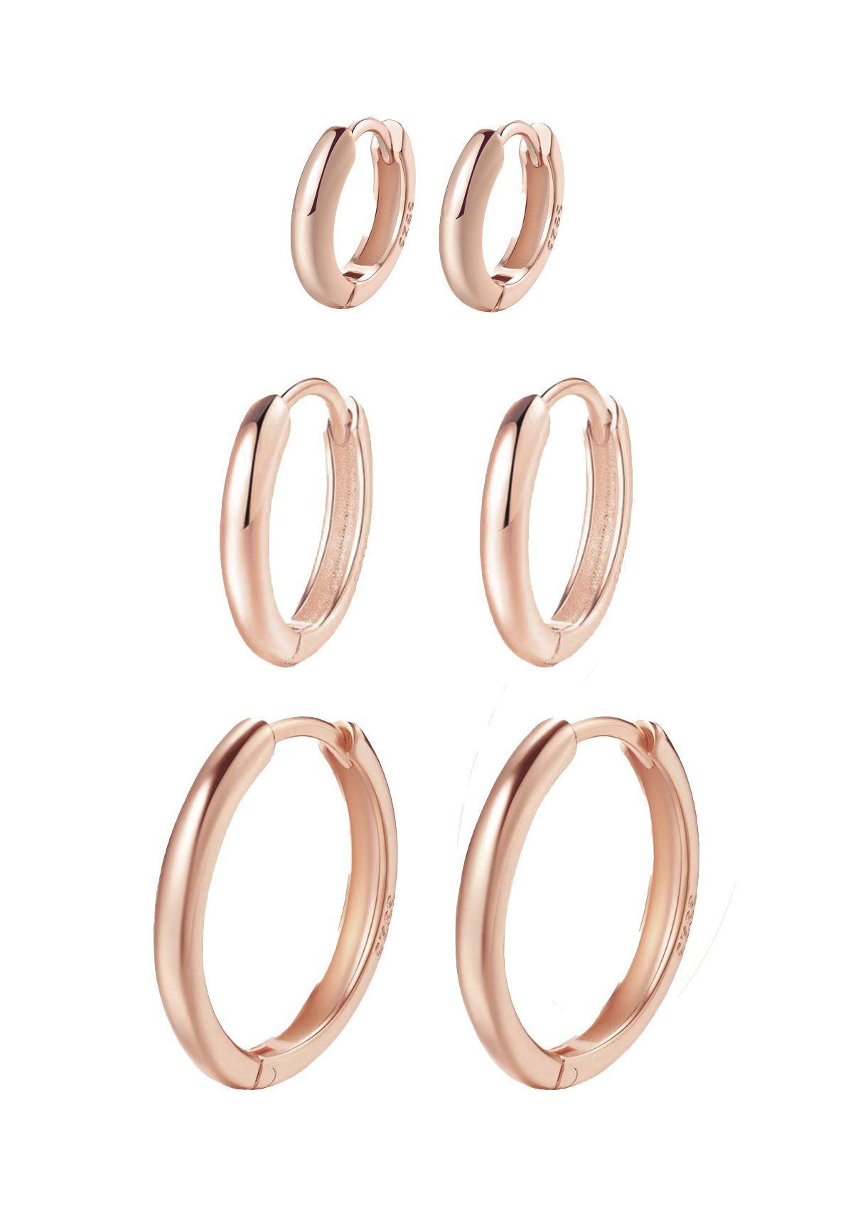 Hey Happiness Creolen-Set Layer Basic, Klein Mittel Groß Silber Ohrringe Se günstig online kaufen