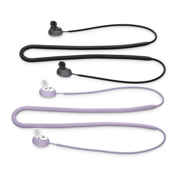 kwmobile 2x Halteband für Samsung Galaxy Buds 2 Headphones Headset-Halterung (Kopfhörer Halter Band Strap in Lavendel Schwarz)