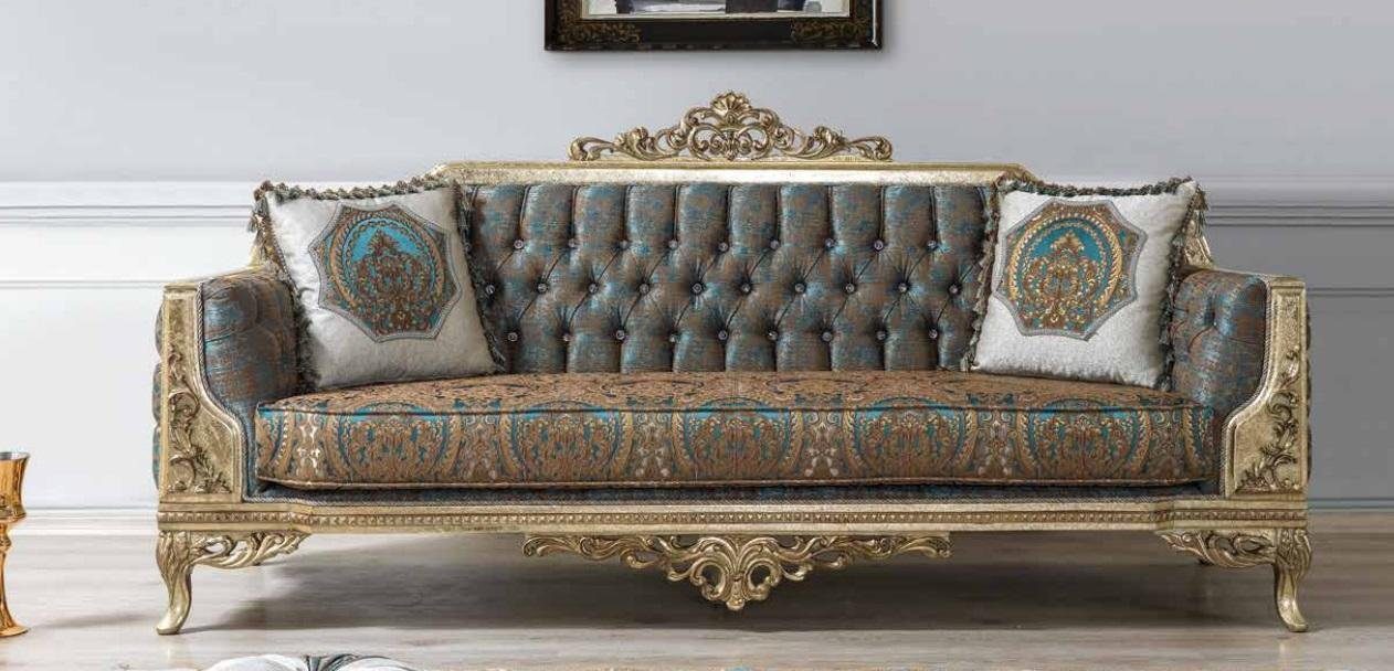 JVmoebel Sofa Chesterfield Sofa Couch 3er Samt Couchen Dreisitzer Barock Rokoko