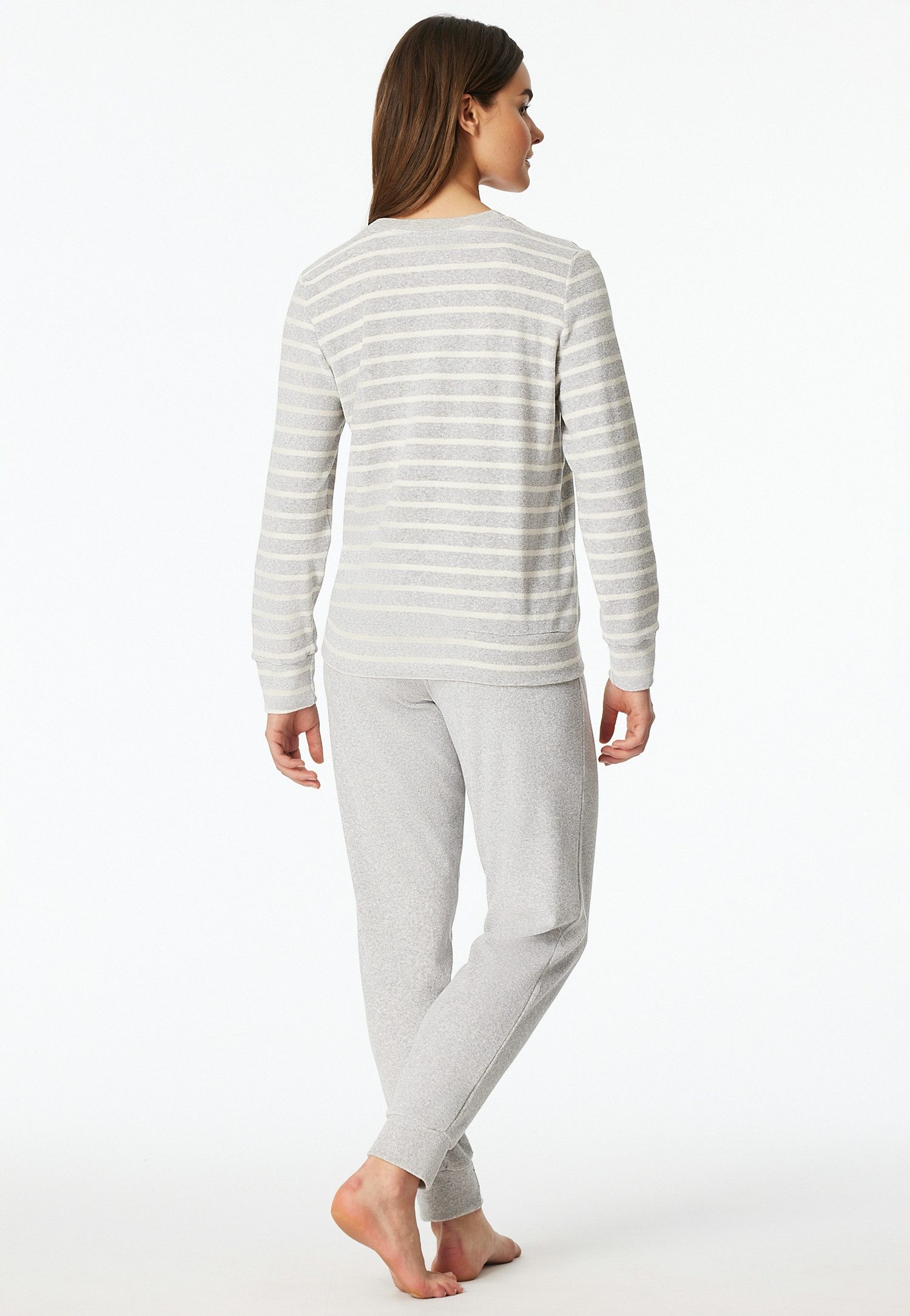 Schiesser Schlafanzug Casual Essentials (2 tlg) wärmende Frottee-Qualität, Rundhalsausschnitt, langärmelig – Bild 4 von 5