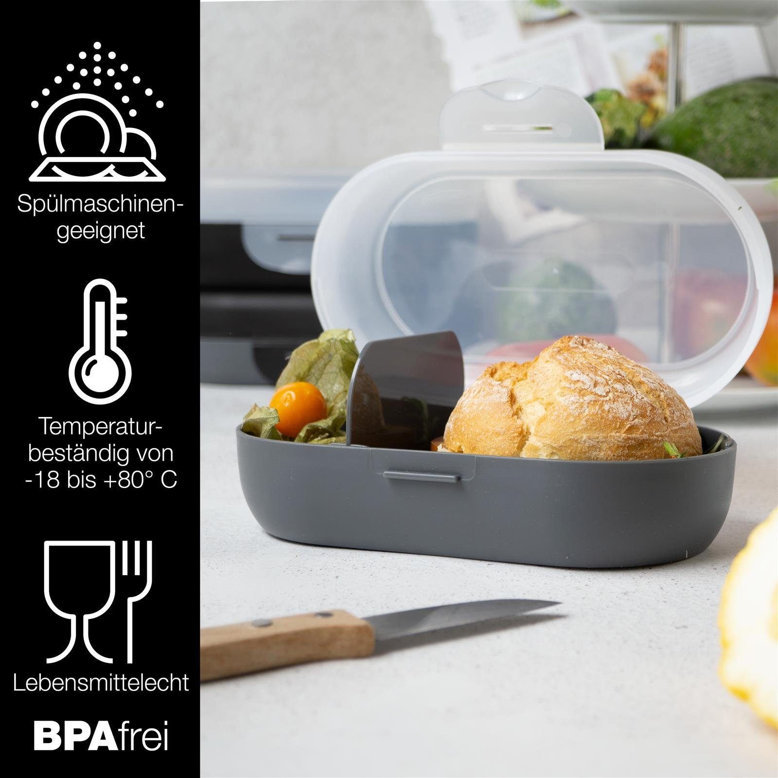 Moritz & Moritz Lunchbox Moritz & Moritz Mix Brotdosen dunkel, Kunststoff, (3er Set, 6-tlg), Mix & Match - mit Fächern