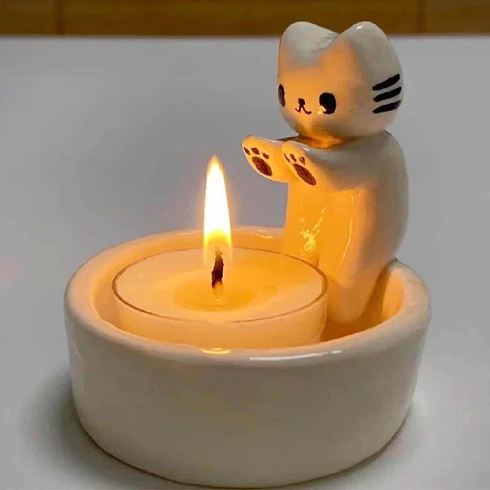 Silberstern Tierfigur Unternehmer-Cartoon-Katze-Kerzenhalter (Niedliche Kätzchen-Ornamente, 1 St., Geschenke für Paare zum Valentinstag), Niedlicher Kätzchen-Kerzenhalter, eine Wahl für Katzenliebhaber