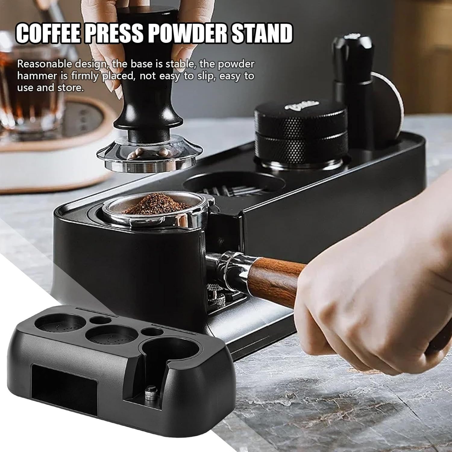 AURIVION Tamperstation Tamperstation 51-58 mm für Espressomaschine & Kaffee, Kaffee Tamper Halter mit Andrückständer für Baristas