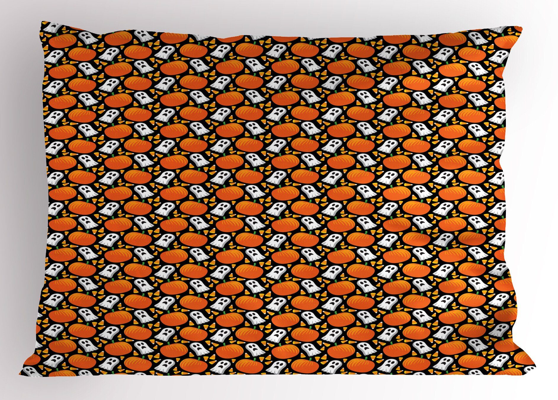 Orange Dekorativer Standard Kissenbezug, Schwarz Size Gedruckter und Kissenbezüge Kürbis-Muster Abakuhaus (1 Stück), King