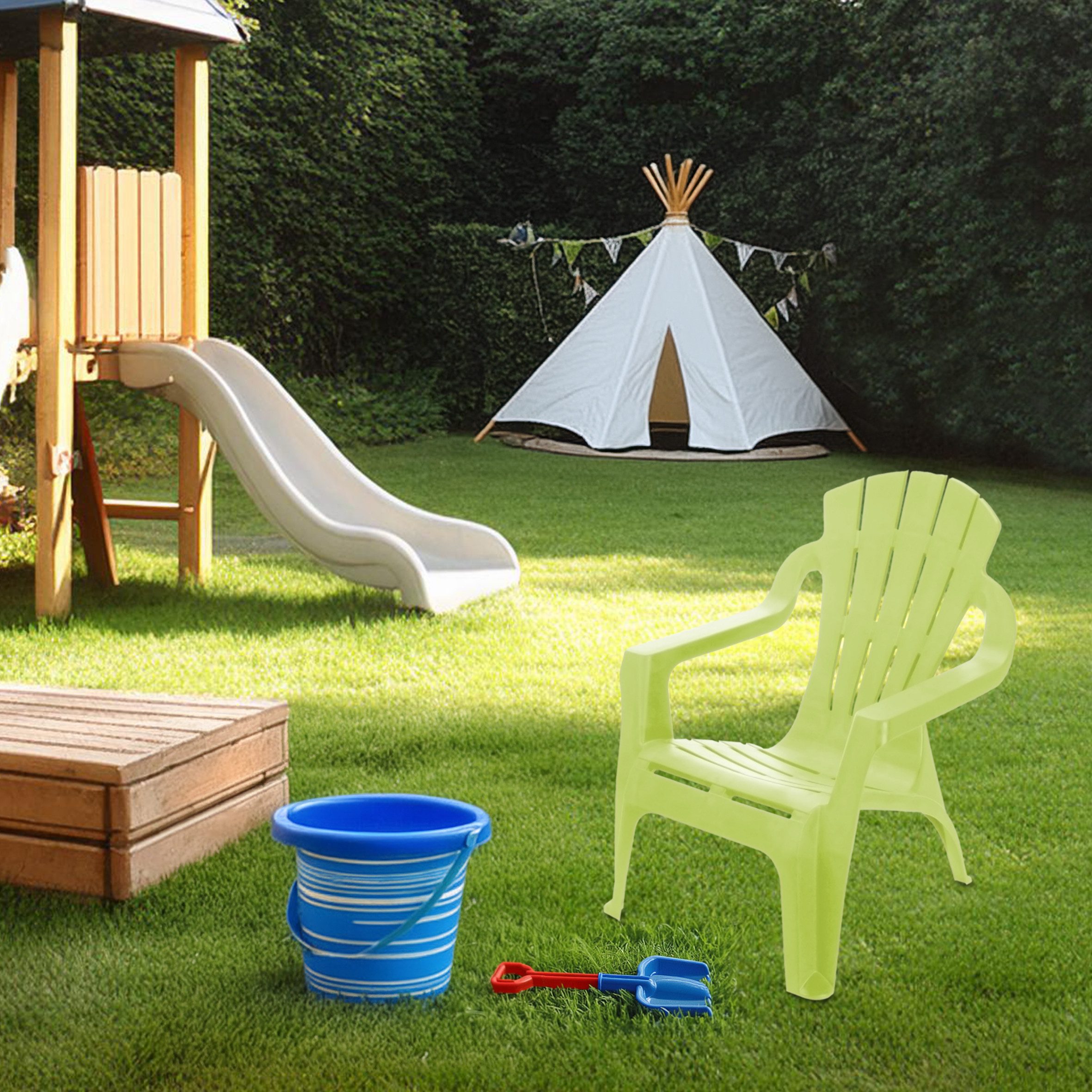 Spetebo Kinderstuhl Kinder Lounge Gartenstuhl aus Kunststoff (Stück, 1 St), Robuster Garten Loungesessel für Kleinkinder